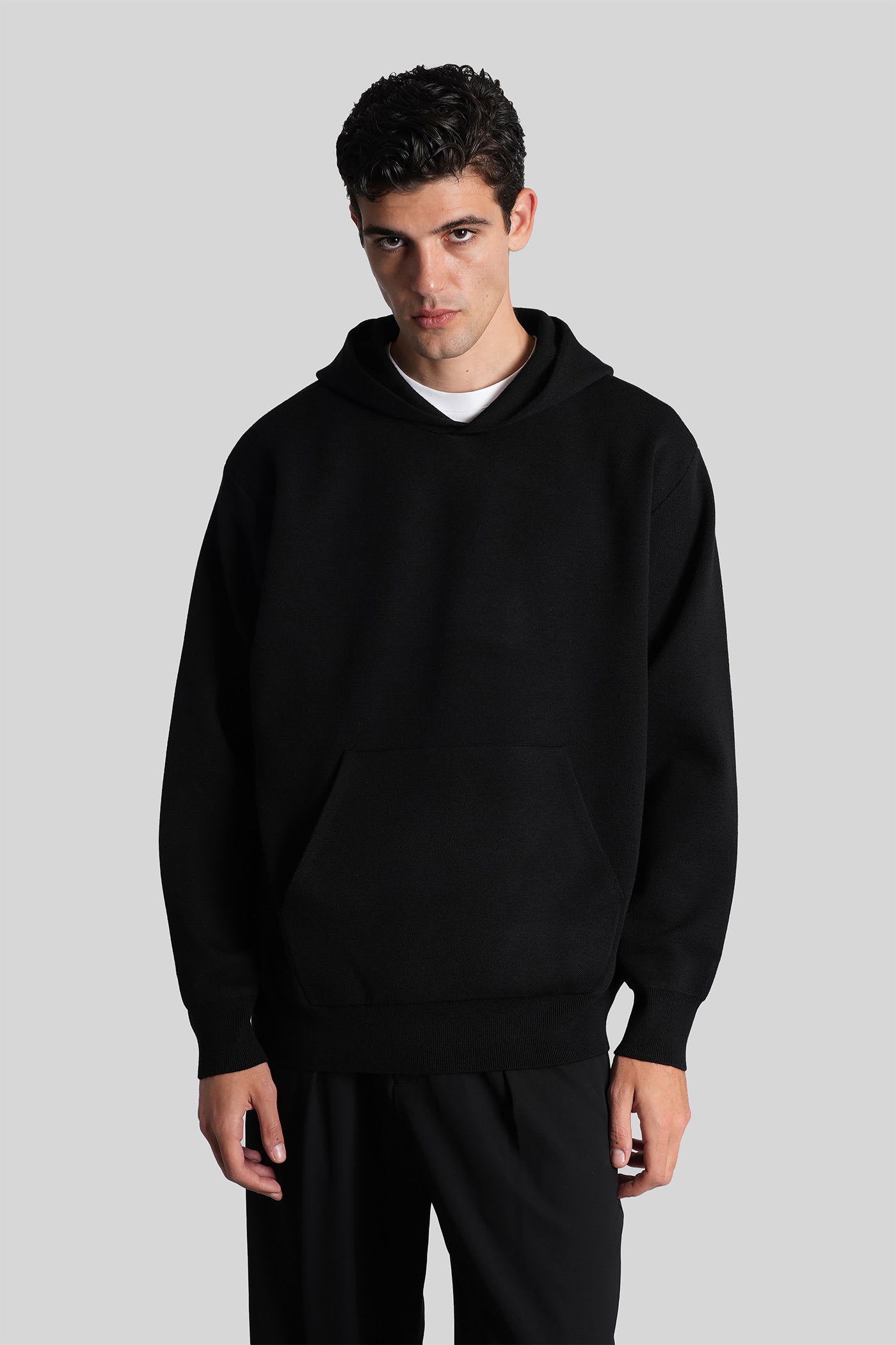 Attachment Sweatshirt In Black Wool In Black