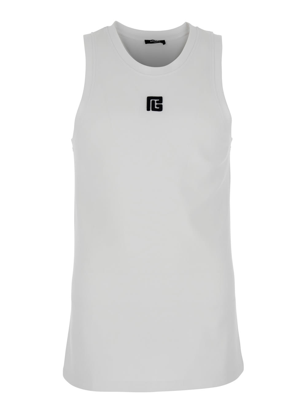 Balmain Logo-embroidered Tank Top In White