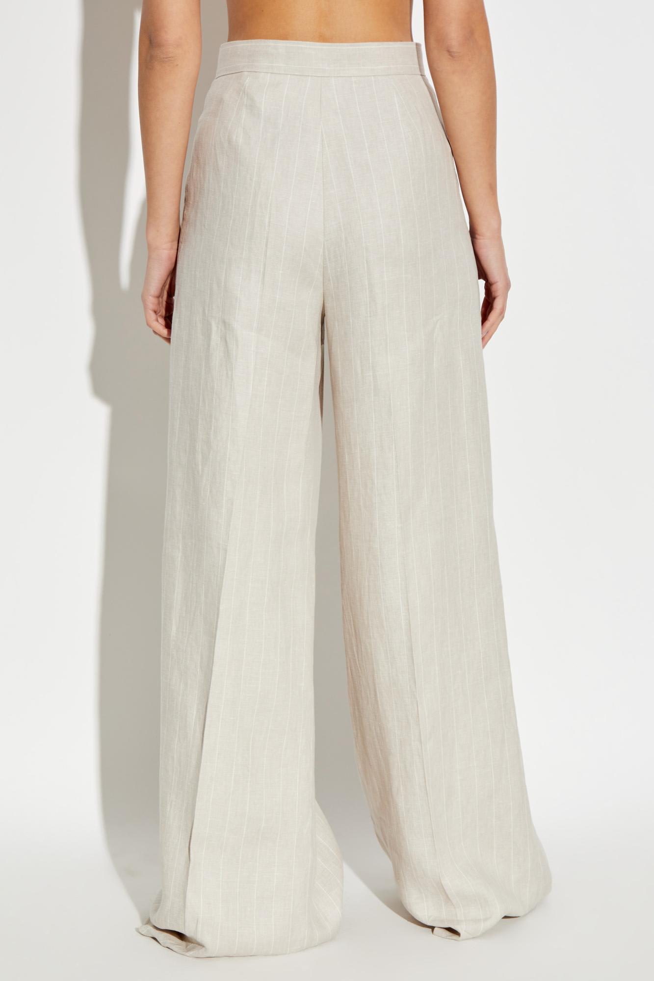 Max Mara Rauche Linen Trousers In White
