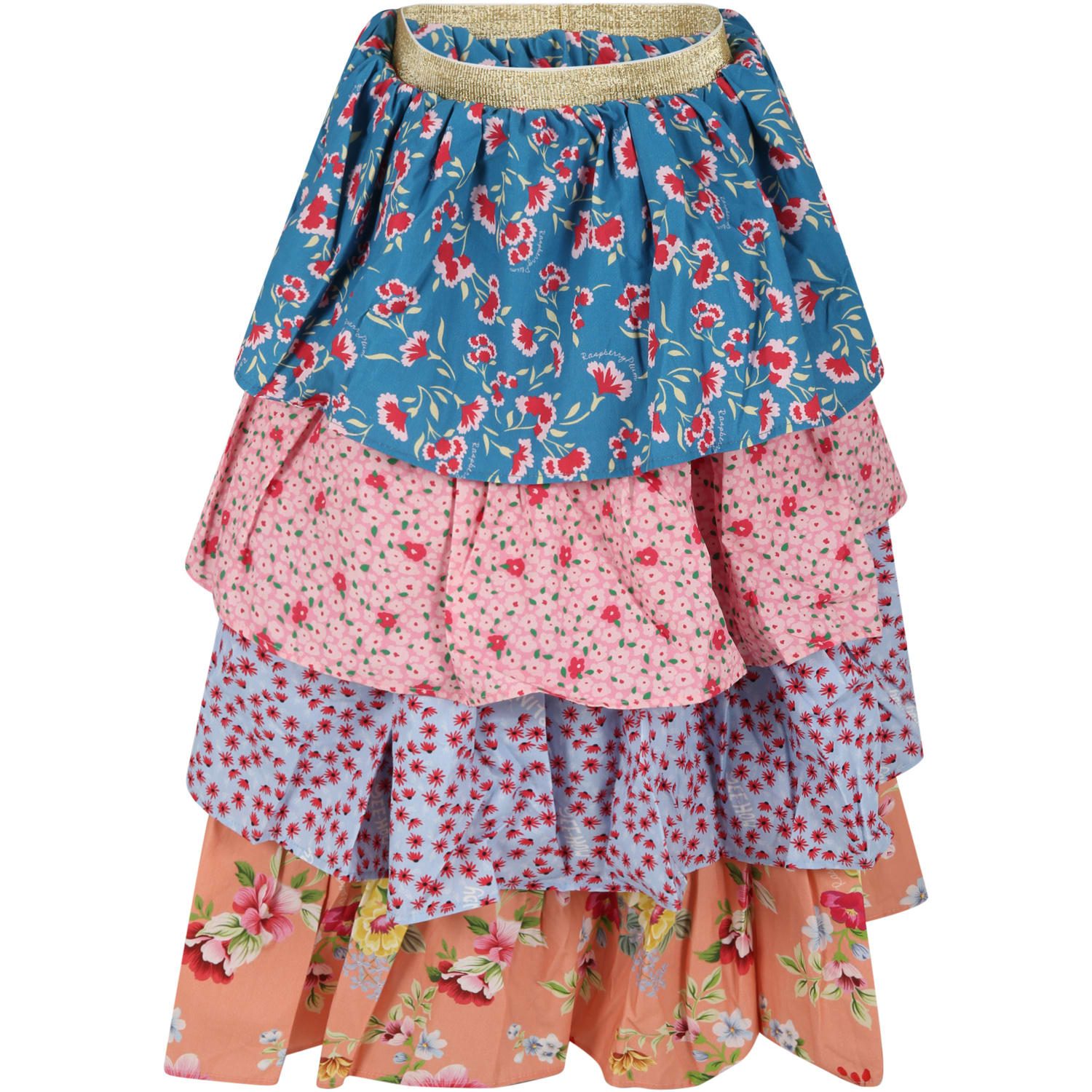 Raspberry Plum Multicolor Skirt For Girl With Floral Print