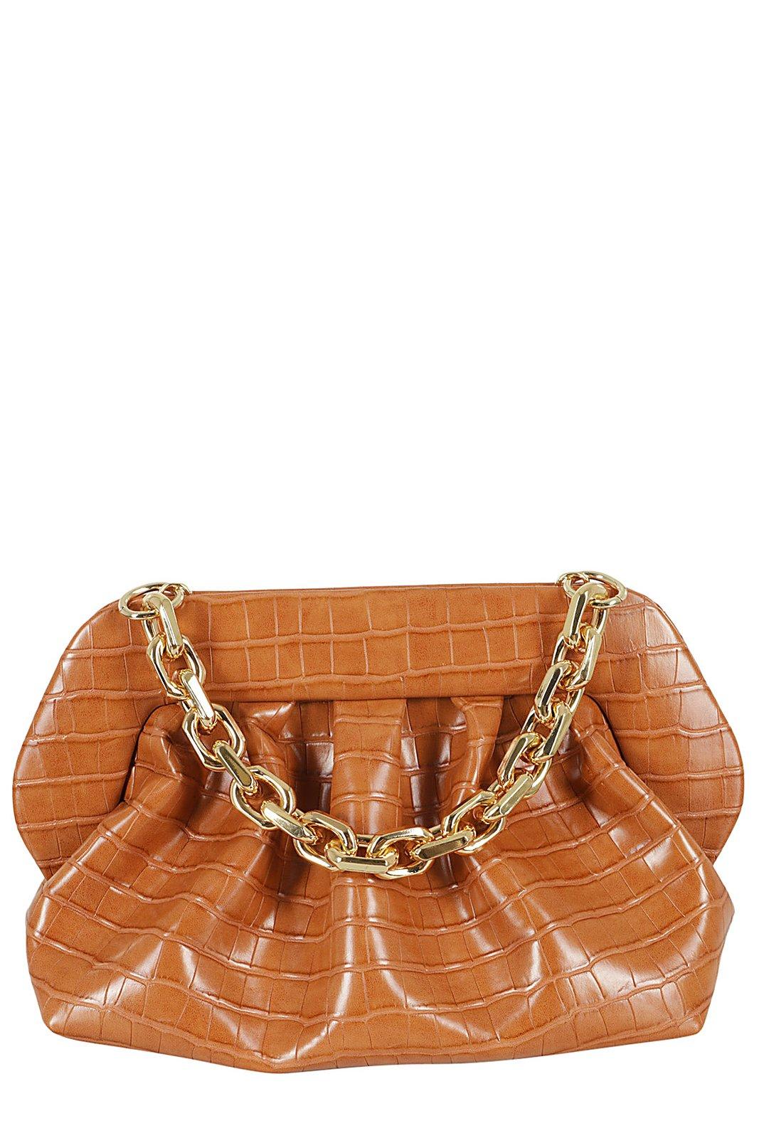 Shop Themoirè Bios Embossed Ruched Clutch Bag  In Caramel