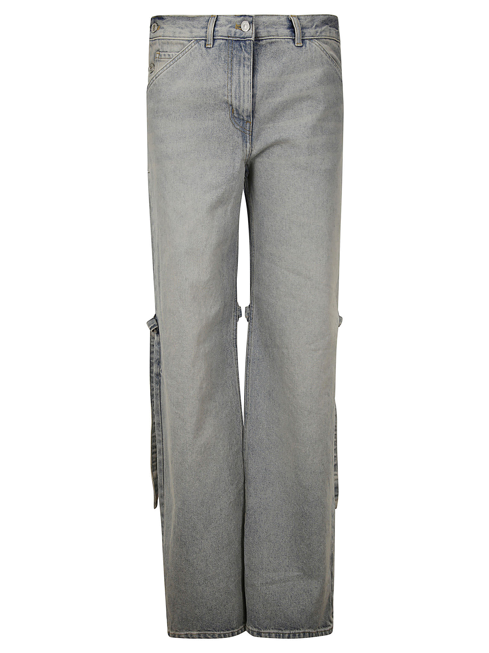 Shop Courrèges Sailor Blue Denim Baggy Pants In Light Blue Wash