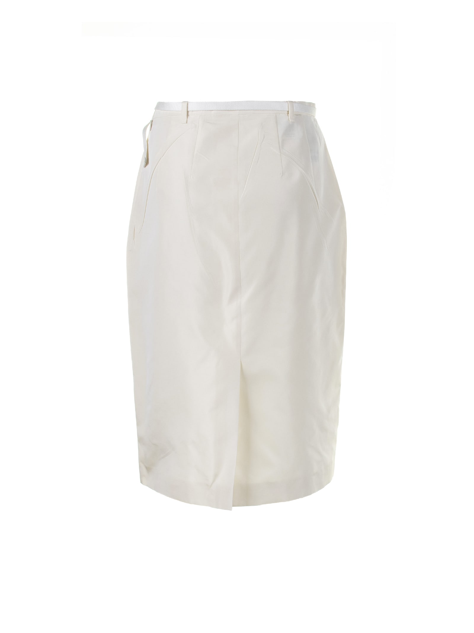 Shop Prada White Midi Skirt With Belt In Avorio