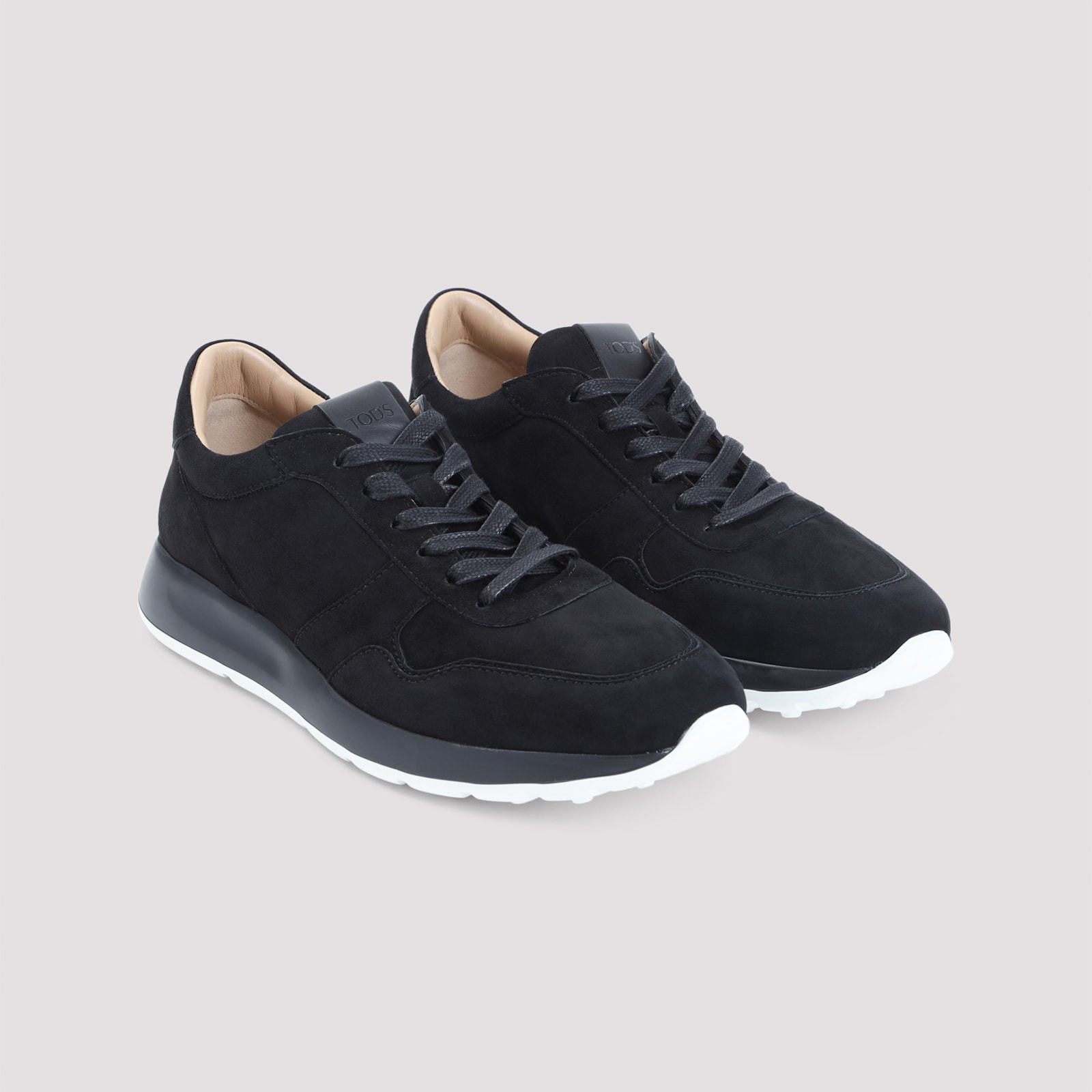 Tod's Suede Sneakers Low Profile Rubber Sole In Black