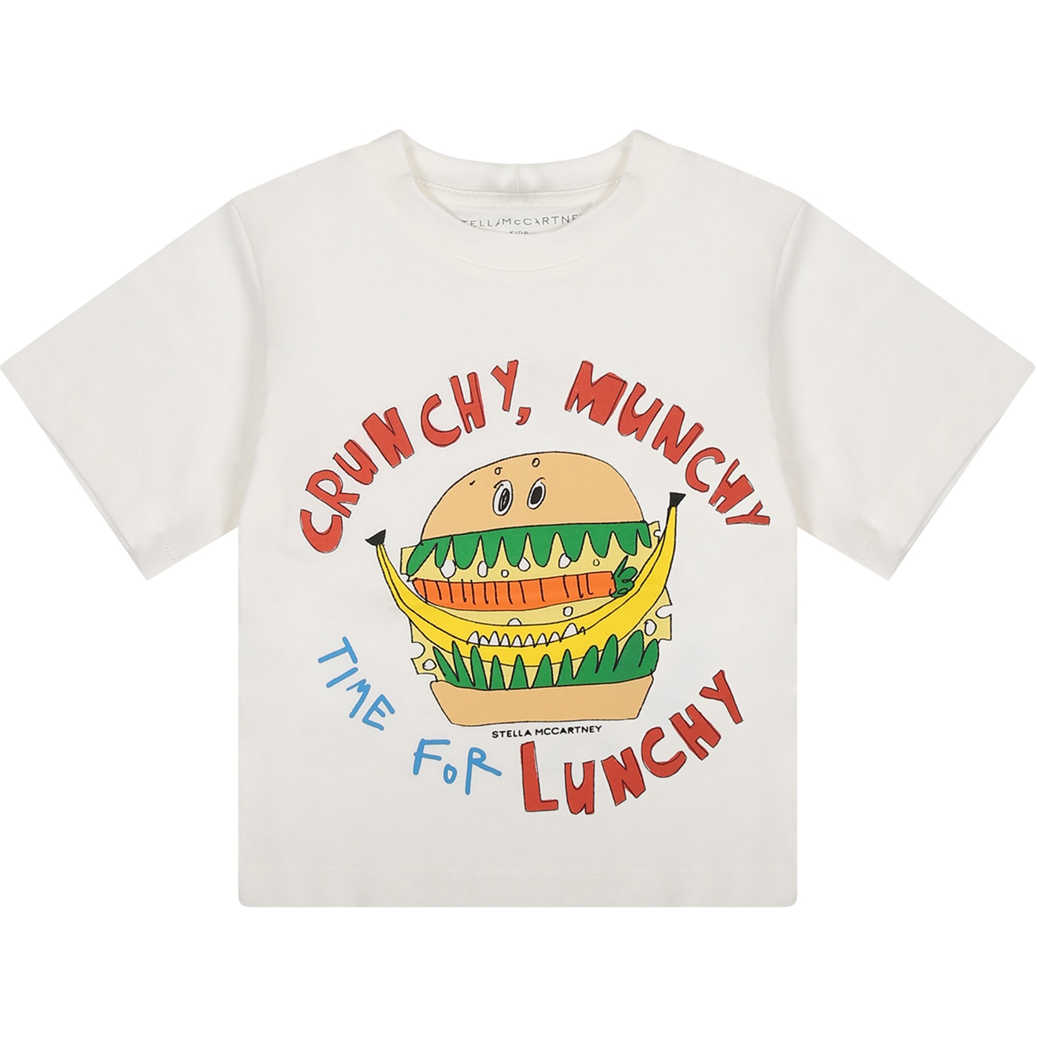 Stella Mccartney Kids' White T-shirt For Baby Boy With Hamburger Print