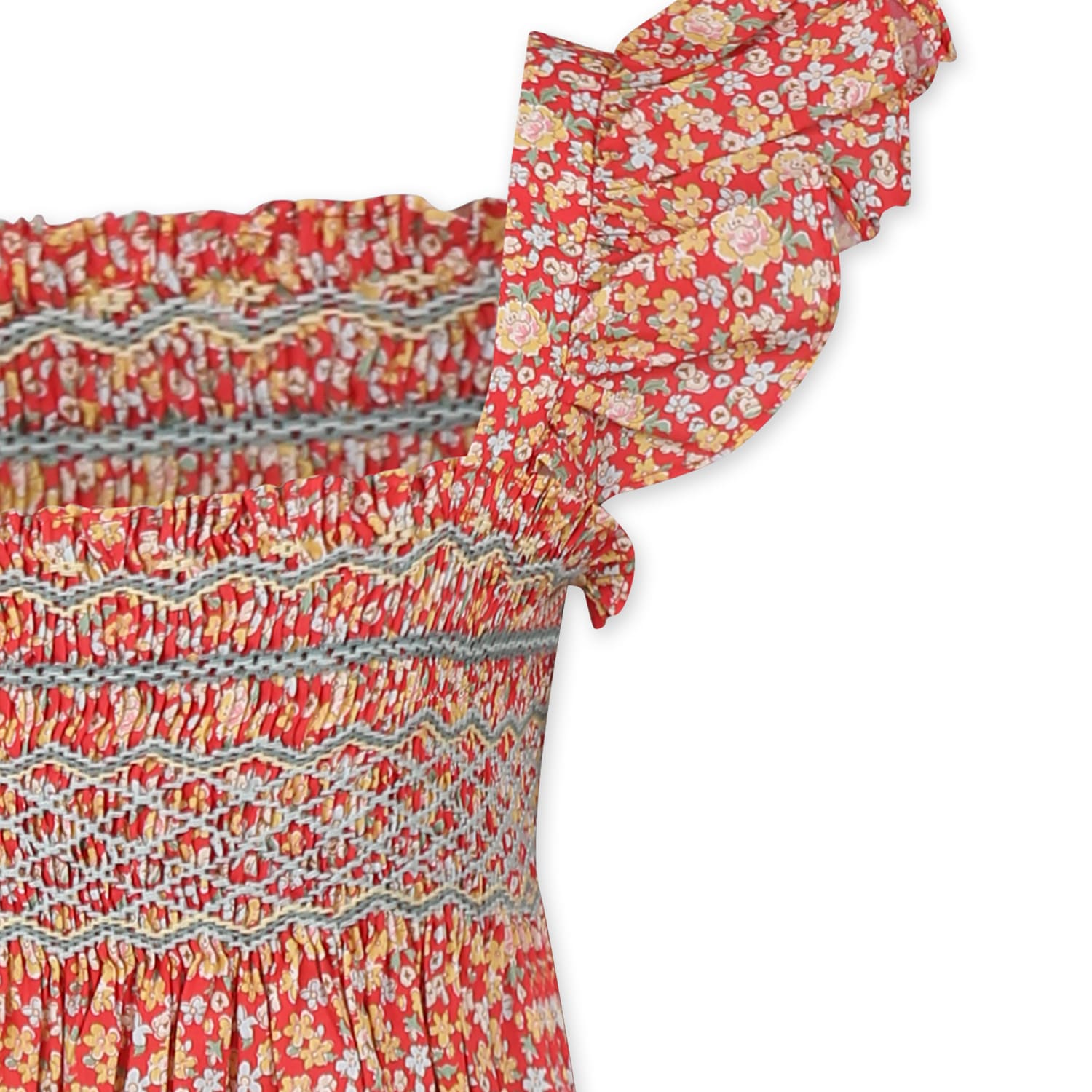 Shop Bonpoint Red Dress For Girl With Floral Print