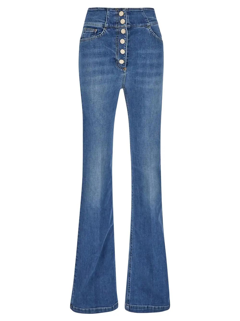 Shop Elisabetta Franchi Flare Jeans  In Denim Blue
