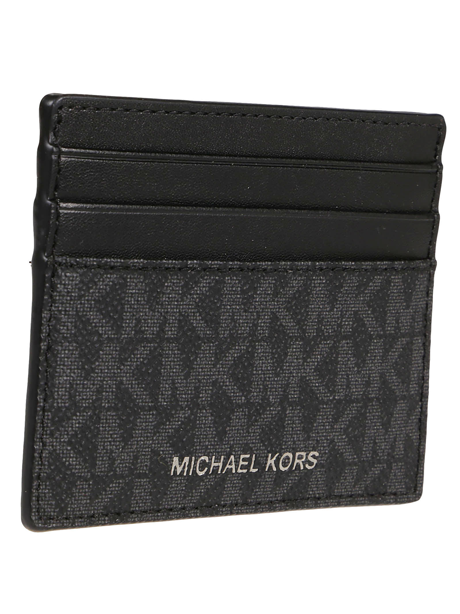 Shop Michael Michael Kors Greyson Credit Card Holder In Black