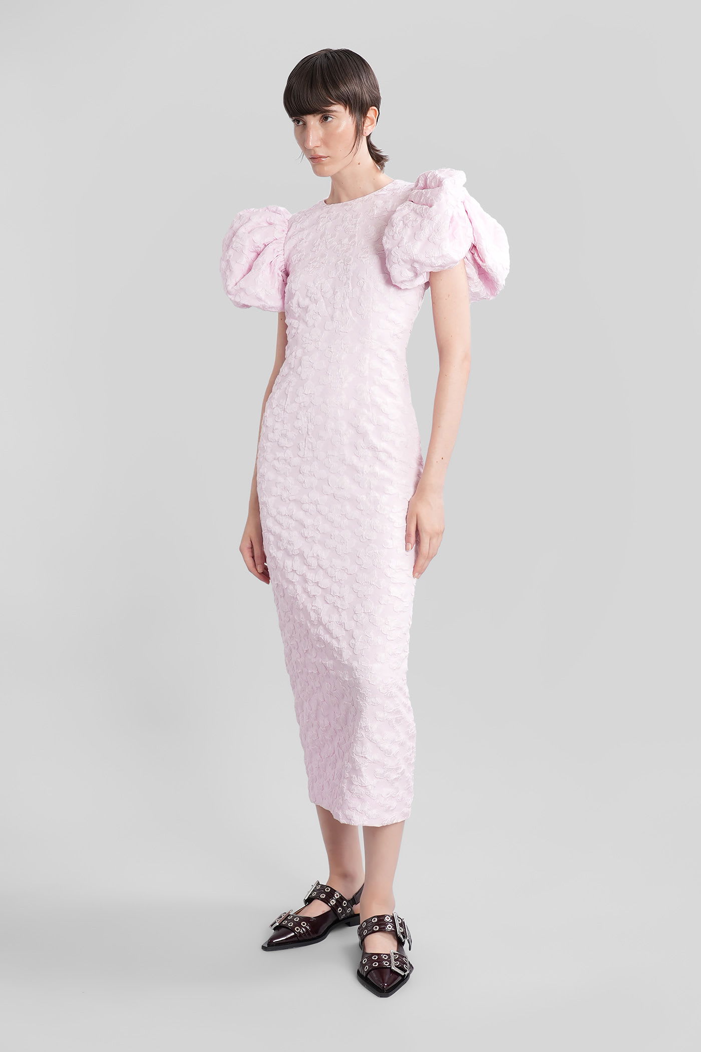 Rotate Birger Christensen Rotate Birgerchristensen Jacquard Midi Dress In Pink