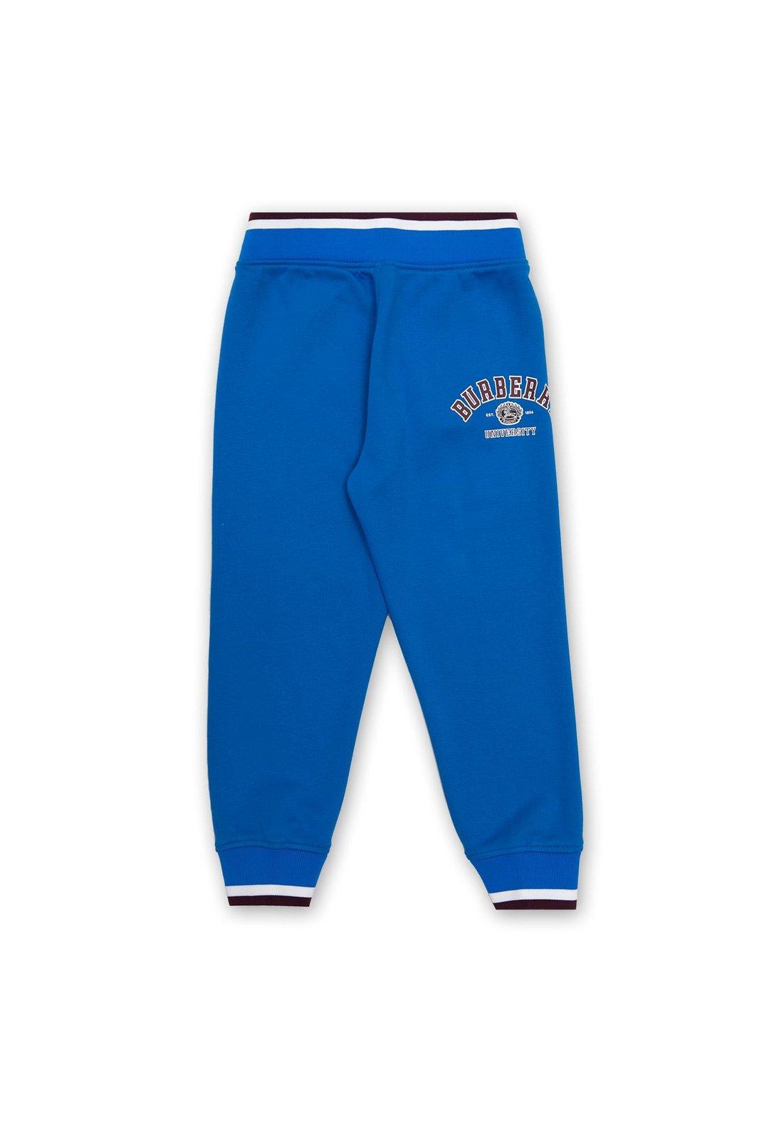 Shop Burberry Logo Printed Sweatpants In Blue