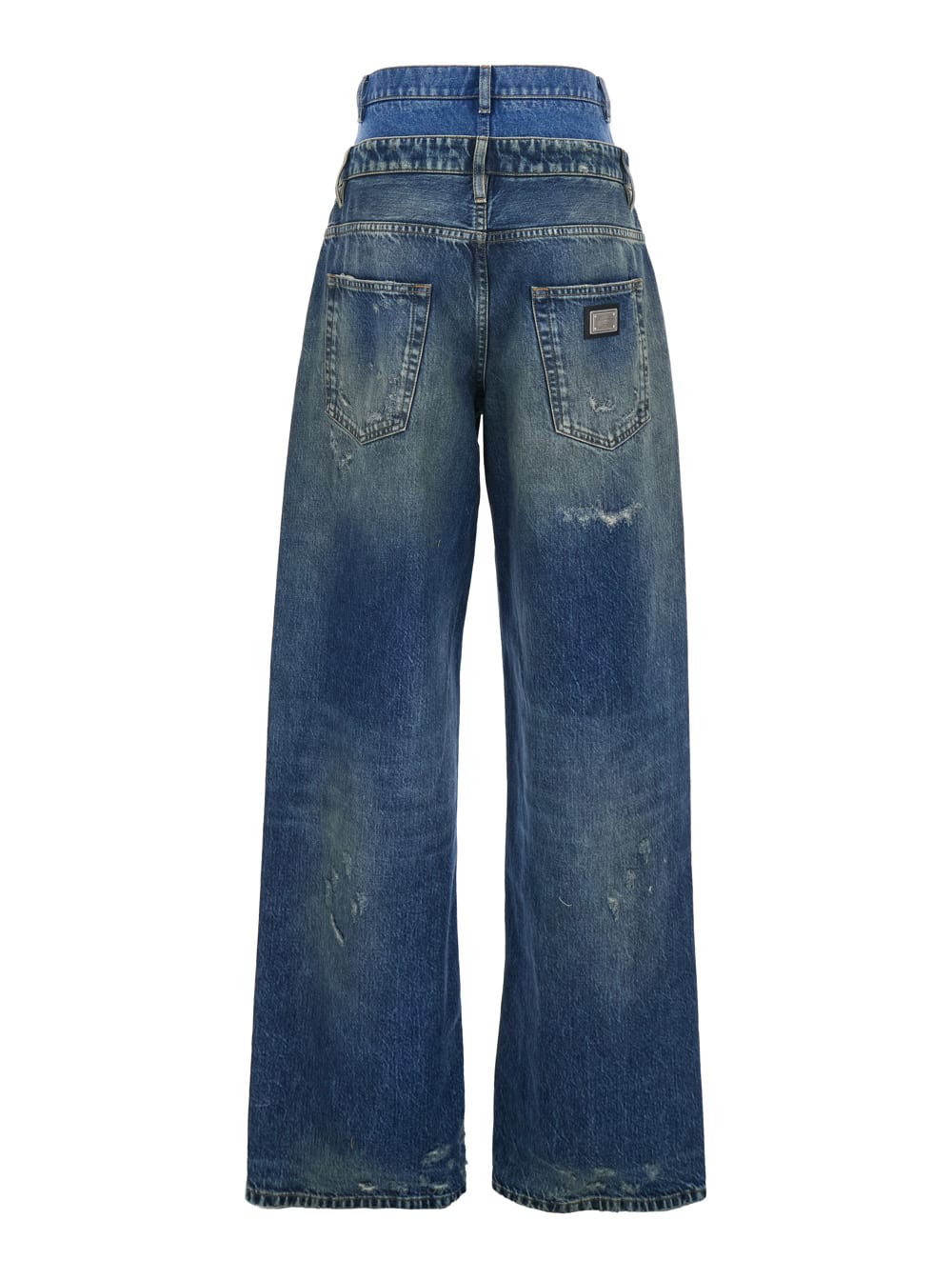Dolce & Gabbana Double Wasited Denim Jeans In Blue
