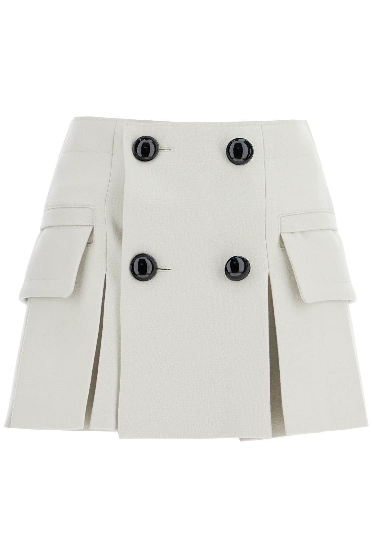 Shop Sacai Mini Skirt With Built-in In Ecru (grey)