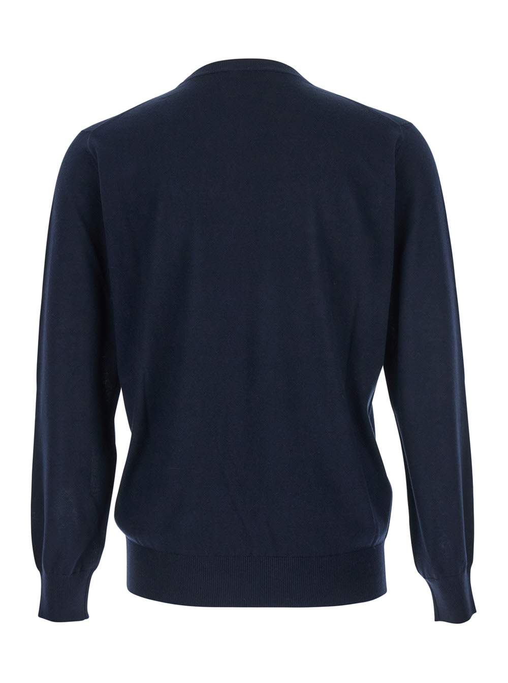 Kangra Cashmere Blue Crewneck Sweater With Ribbed Trims In Wool Man In Blue