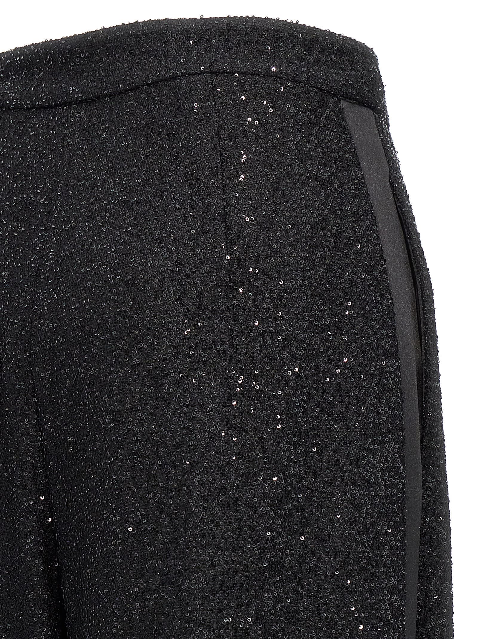 Max Mara Navigli Viscose Blend Trouser With Sequins In Black