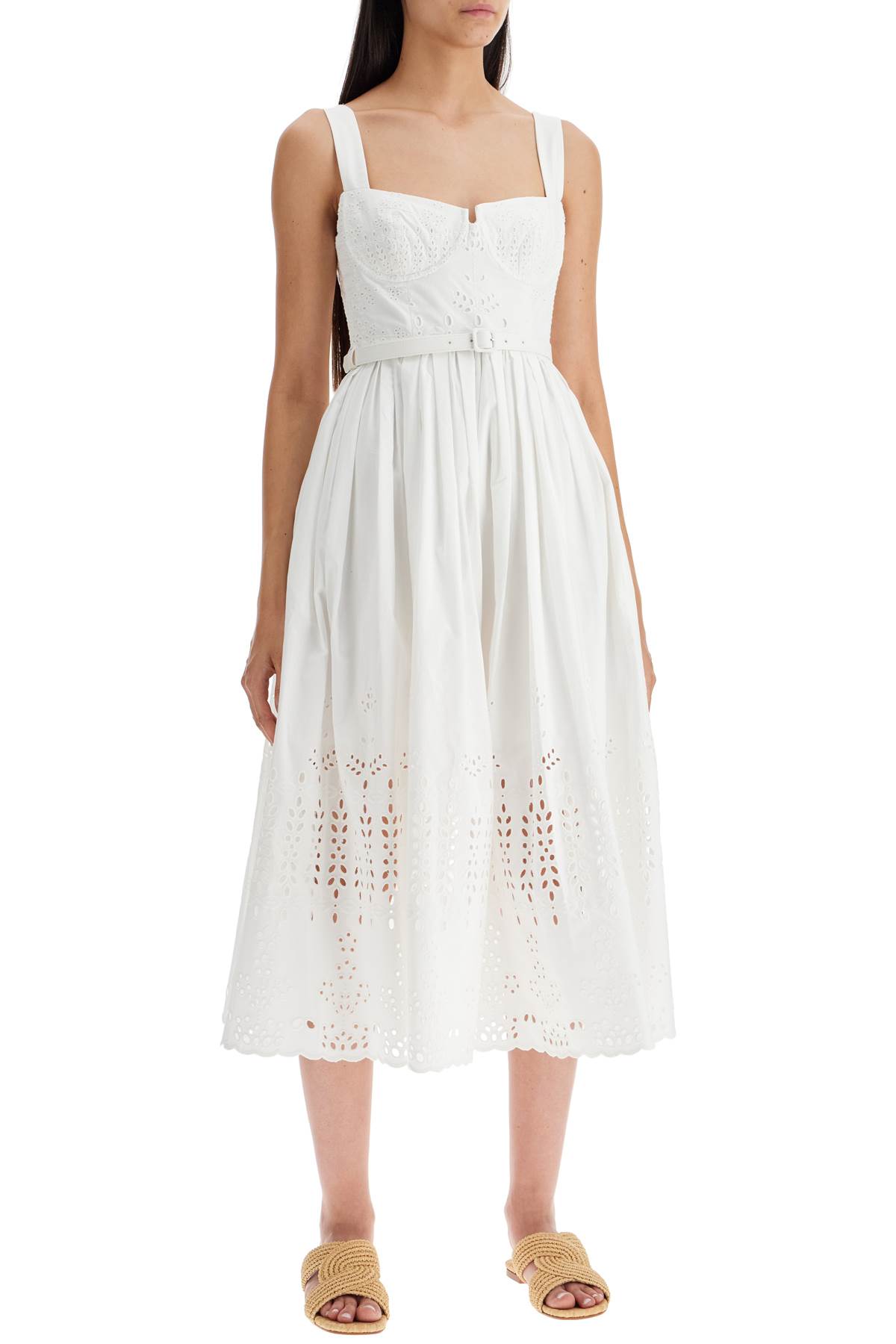 Shop Self-portrait Sangallo Lace Midi Dress In White