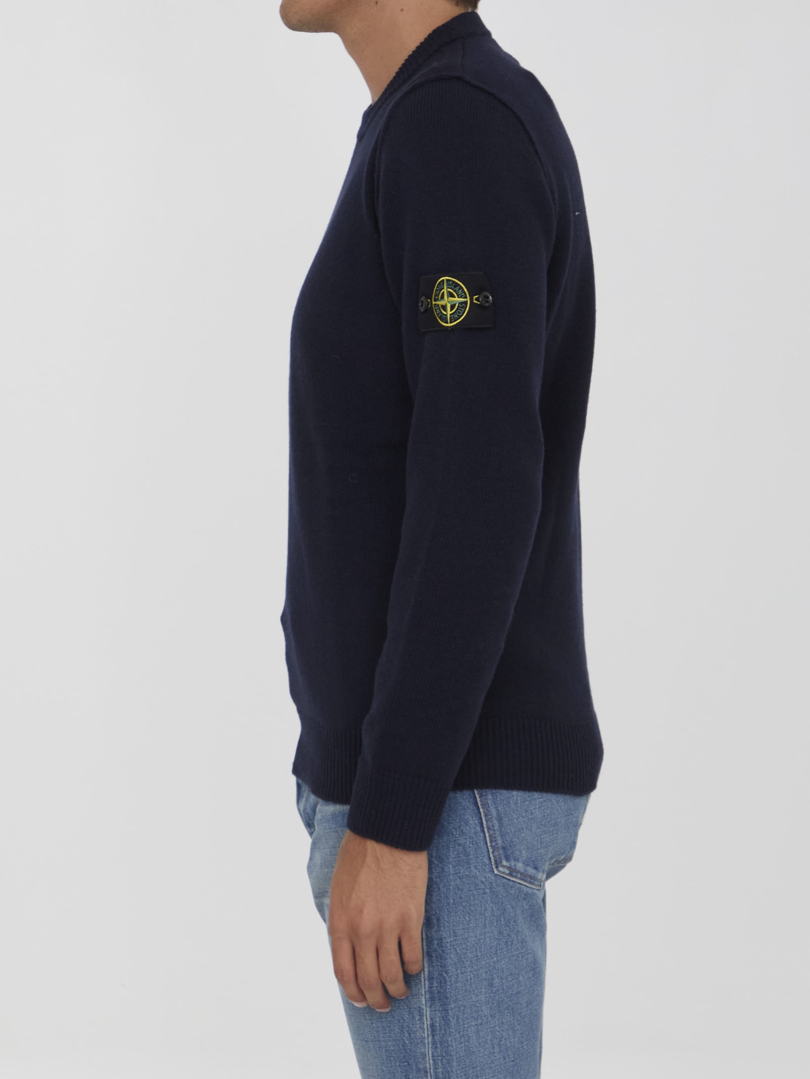 Shop Stone Island Wool Sweater In Bleu