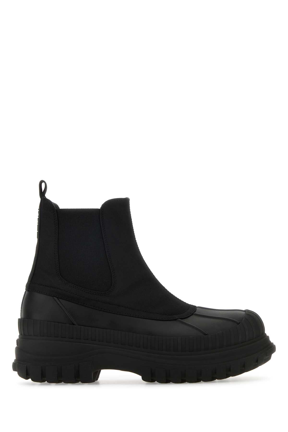 Shop Ganni Black Fabric And Rubber Chelsea Ankle Boots