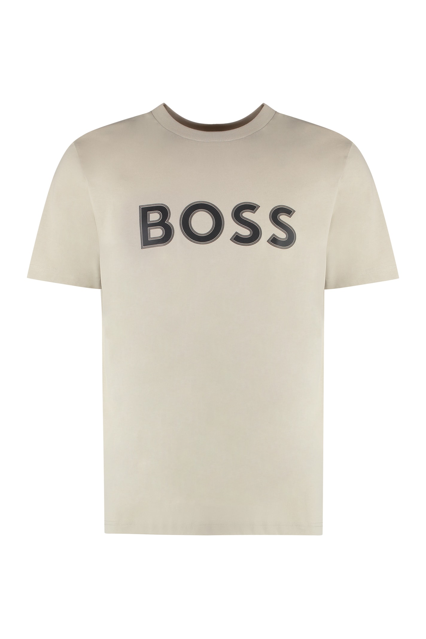 Hugo Boss Cotton Crew-neck T-shirt In Neutral