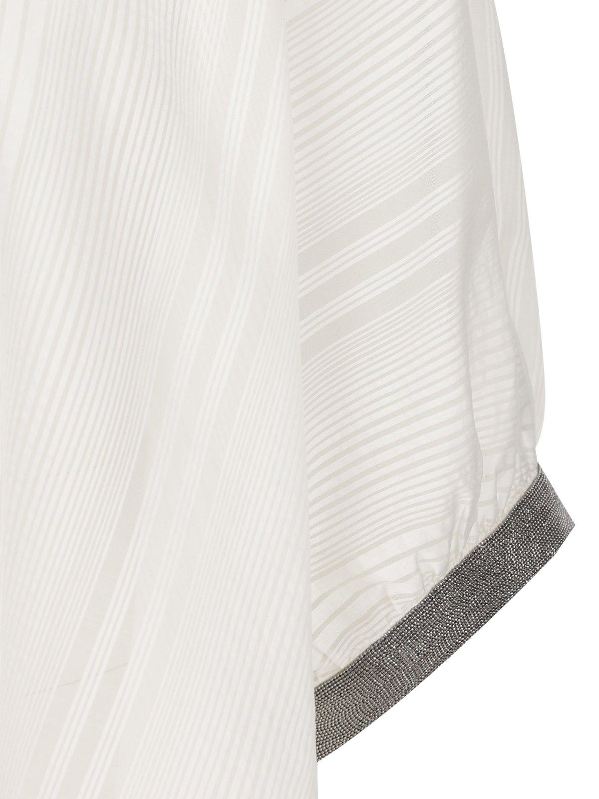Shop Brunello Cucinelli Semi-sheer Straight Hem Shirt  In White