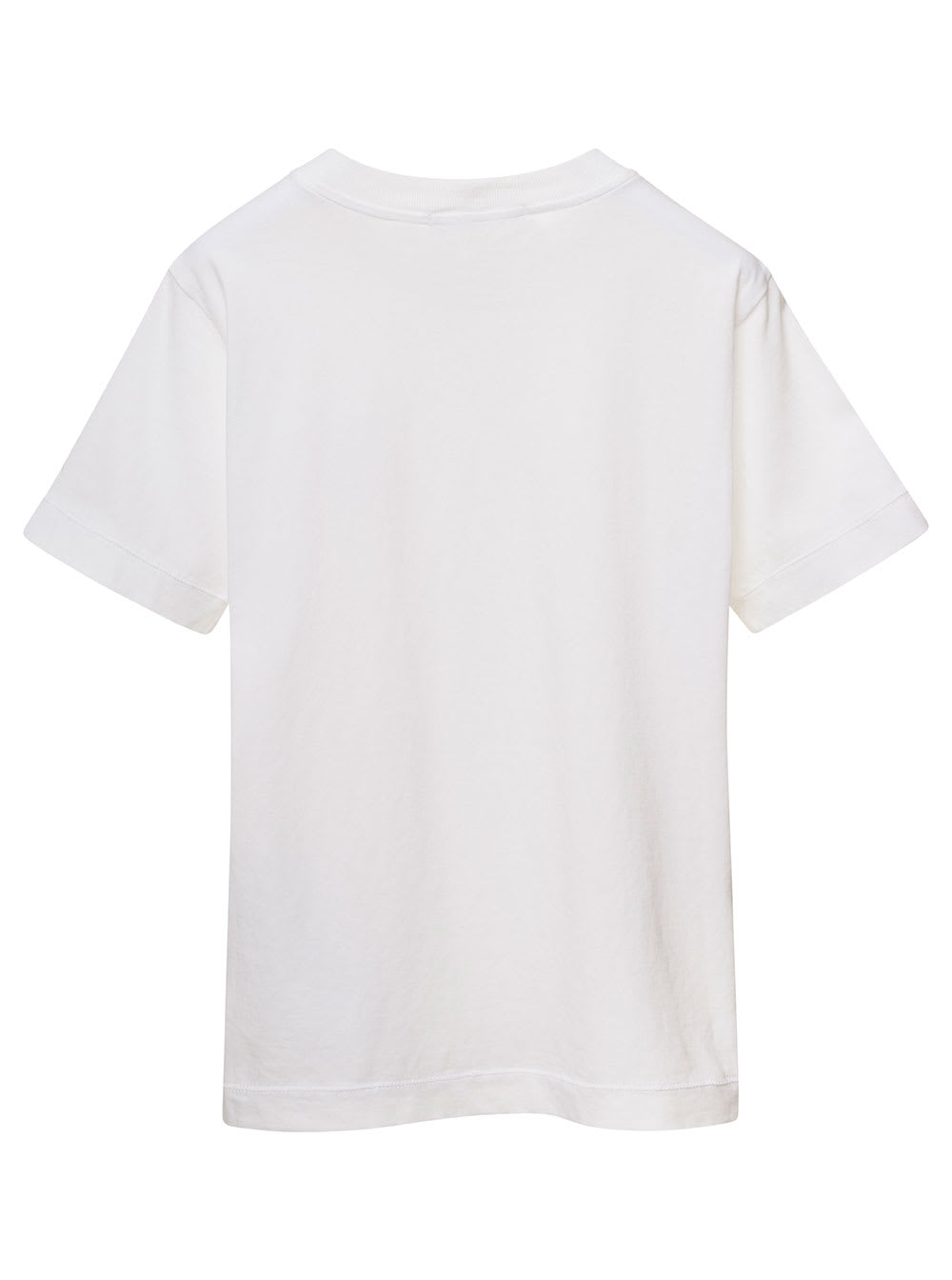 Shop Stone Island Junior White Crewneck T-shirt With Patch Logo In Cotton Boy