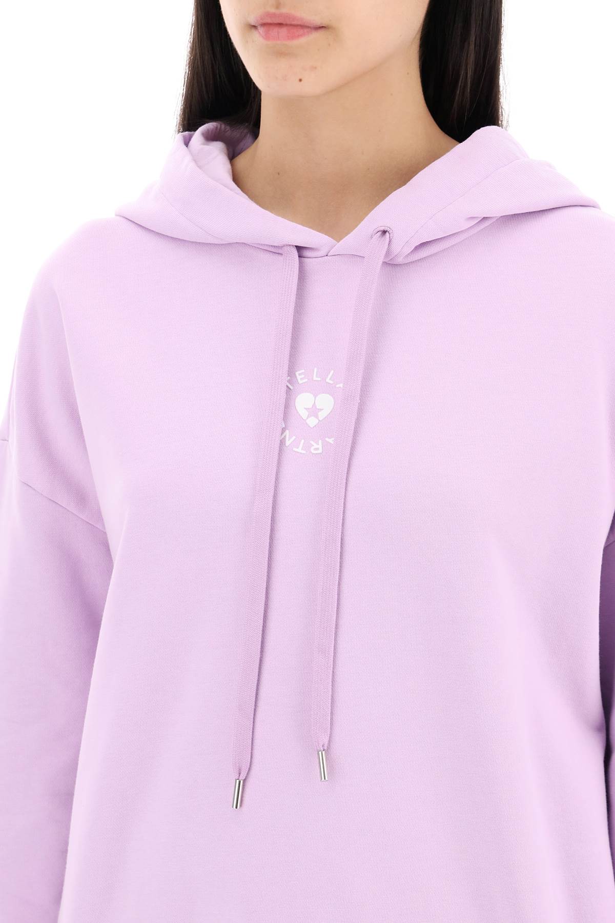 Shop Stella Mccartney Iconic Mini Heart Hooded Sweatshirt In Washed Lilac (purple)