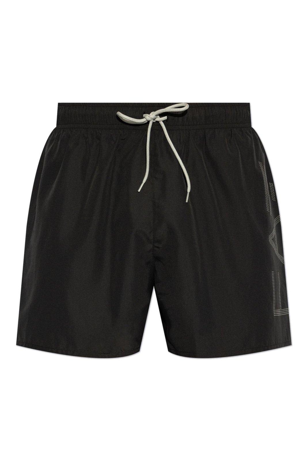 Logo Printed Drawstring Swim Shorts