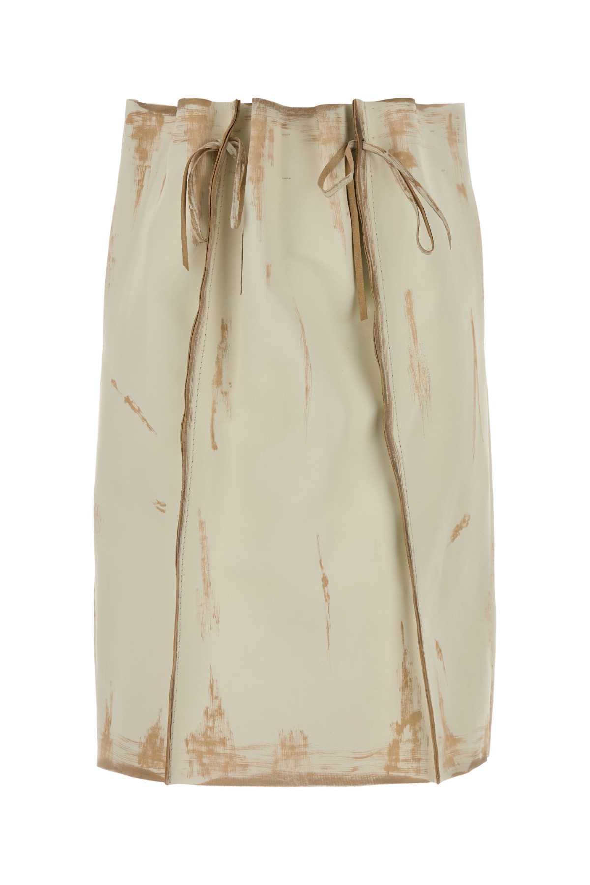 Prada Sand Leather Skirt In White