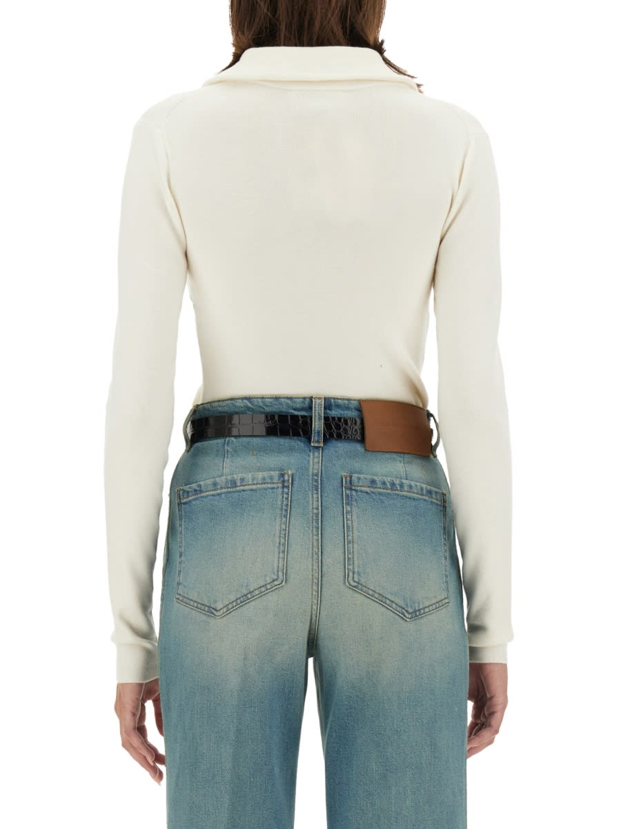 Shop Victoria Beckham Shirt With Zip. In Ivory