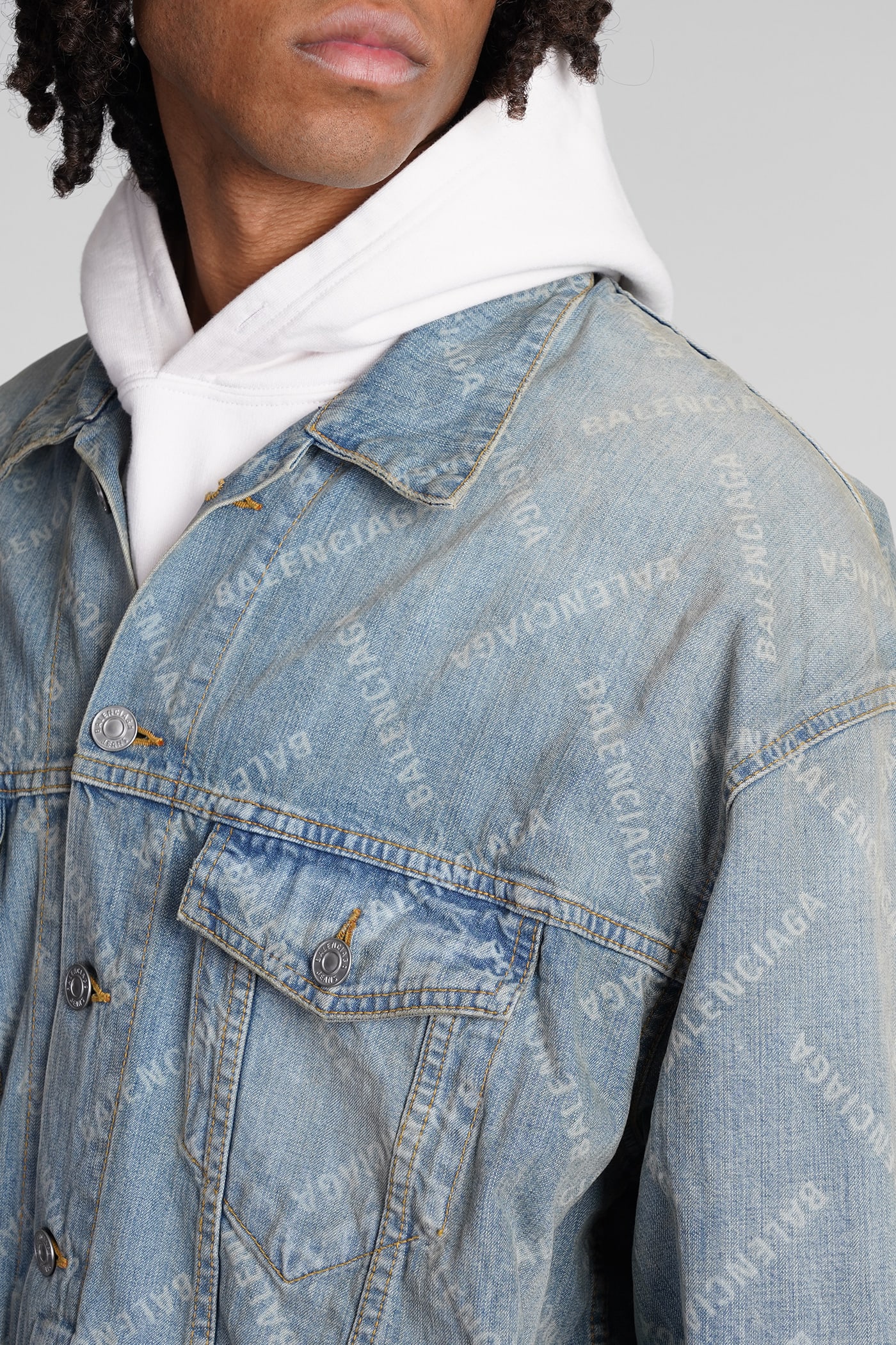 Shop Balenciaga Denim Jackets In Blue Cotton