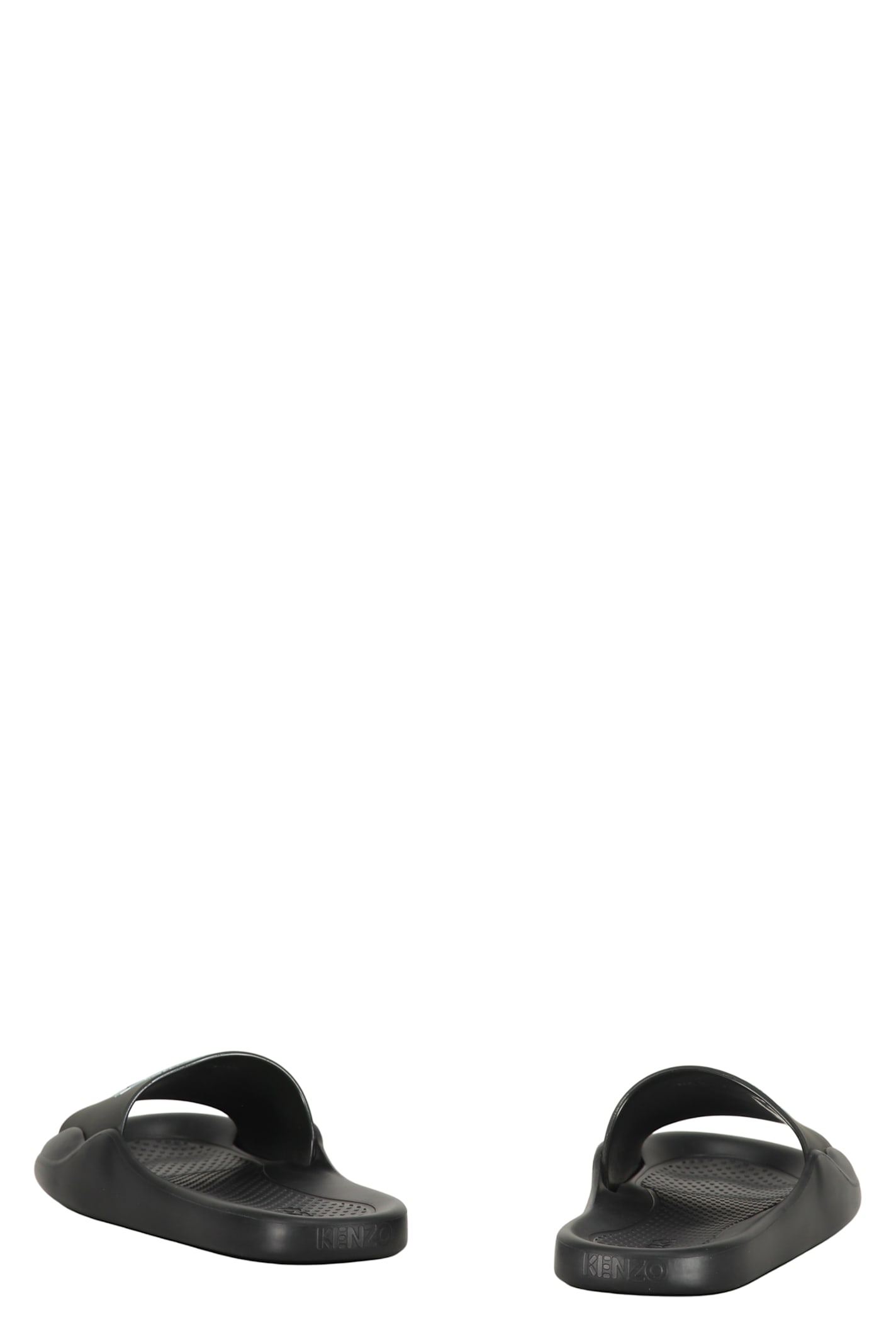 Kenzo Boke Flower Logo-embossed Slides In Black