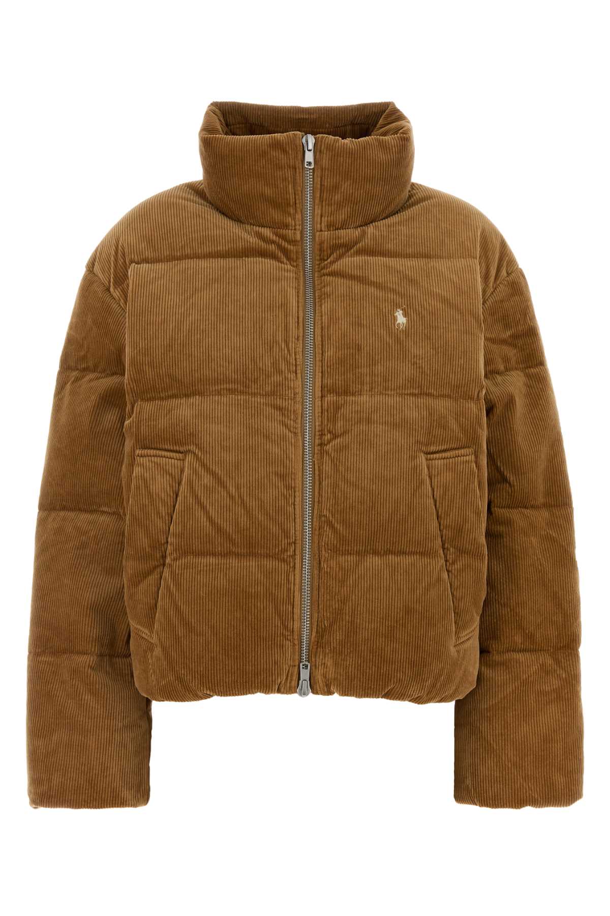 Polo Ralph Lauren Ribbed Velvet Down Jacket Puffer Jackets Brown In Brown