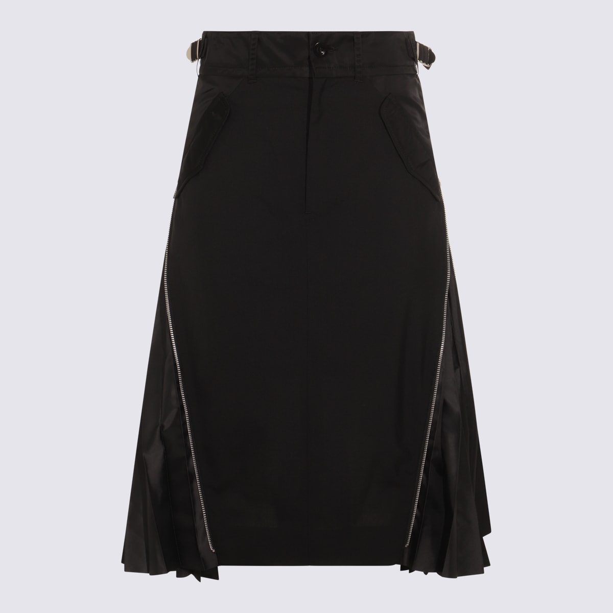 Sacai Black Midi Skirt In Black
