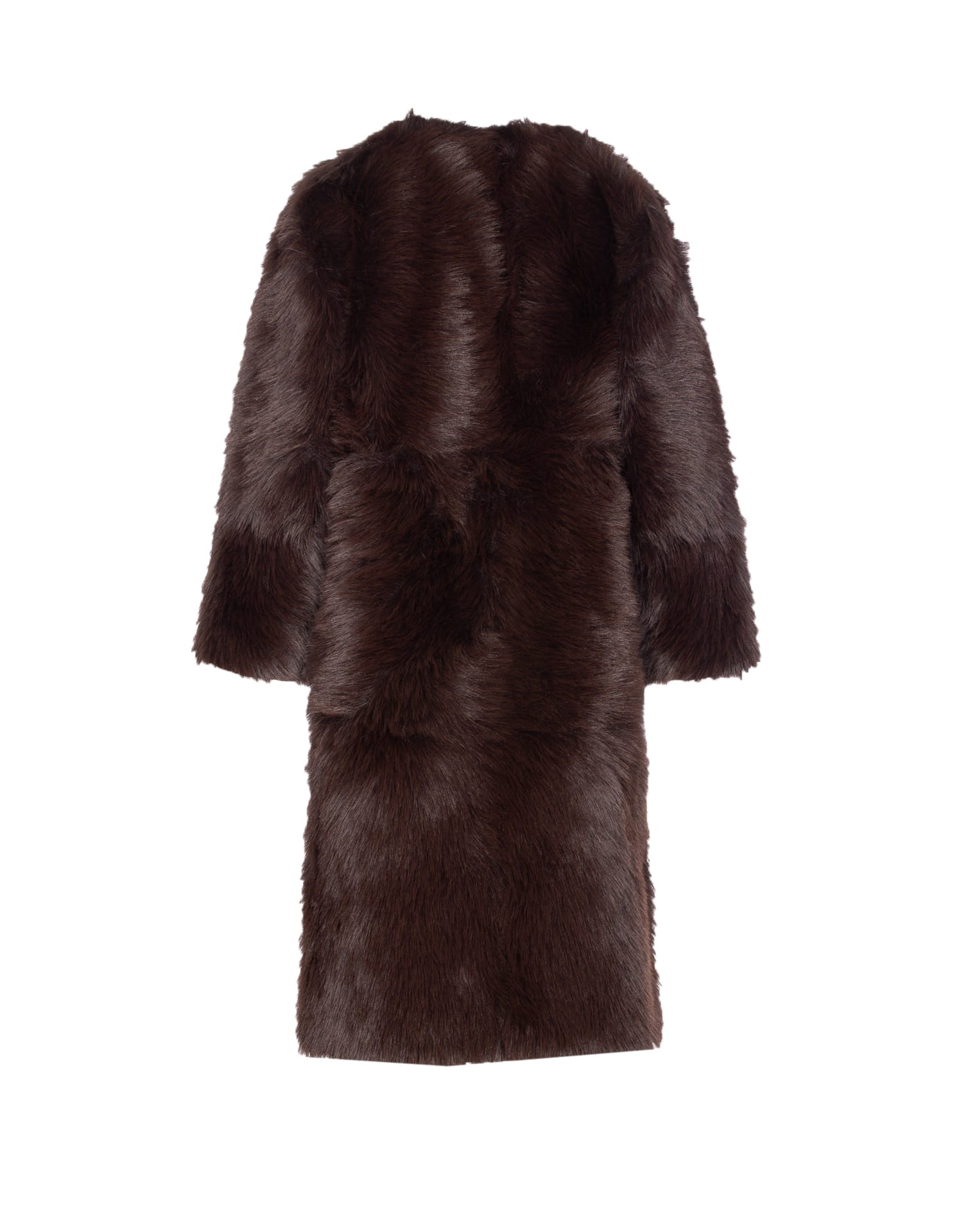 Urbancode Long Coat Faux Fur Reversible In Brown