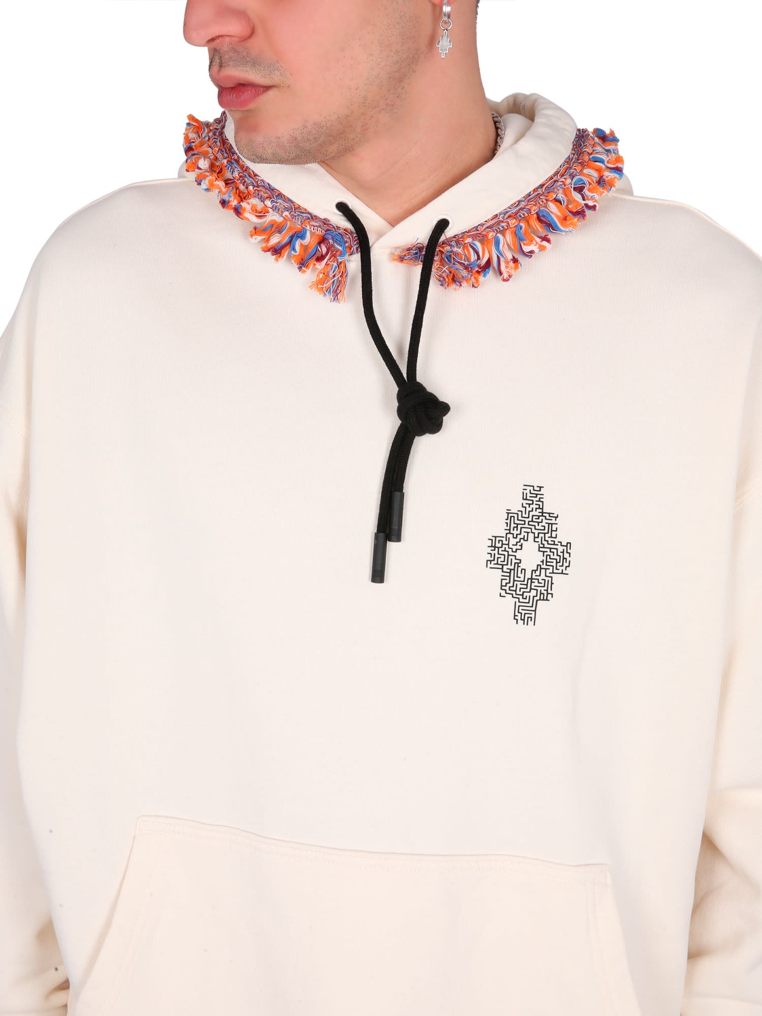 Marcelo Burlon County Of Milan Marcelo Burlon Fringes Sweatshirt In Cipria