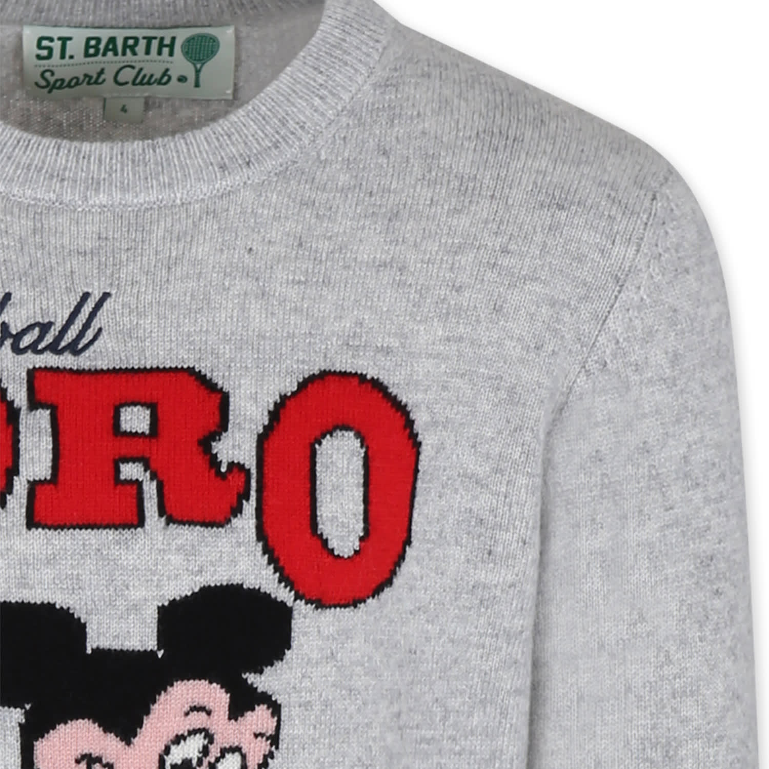 Mc2 Saint Barth Grey Sweater For Boy With Mickey Mouse In Grey