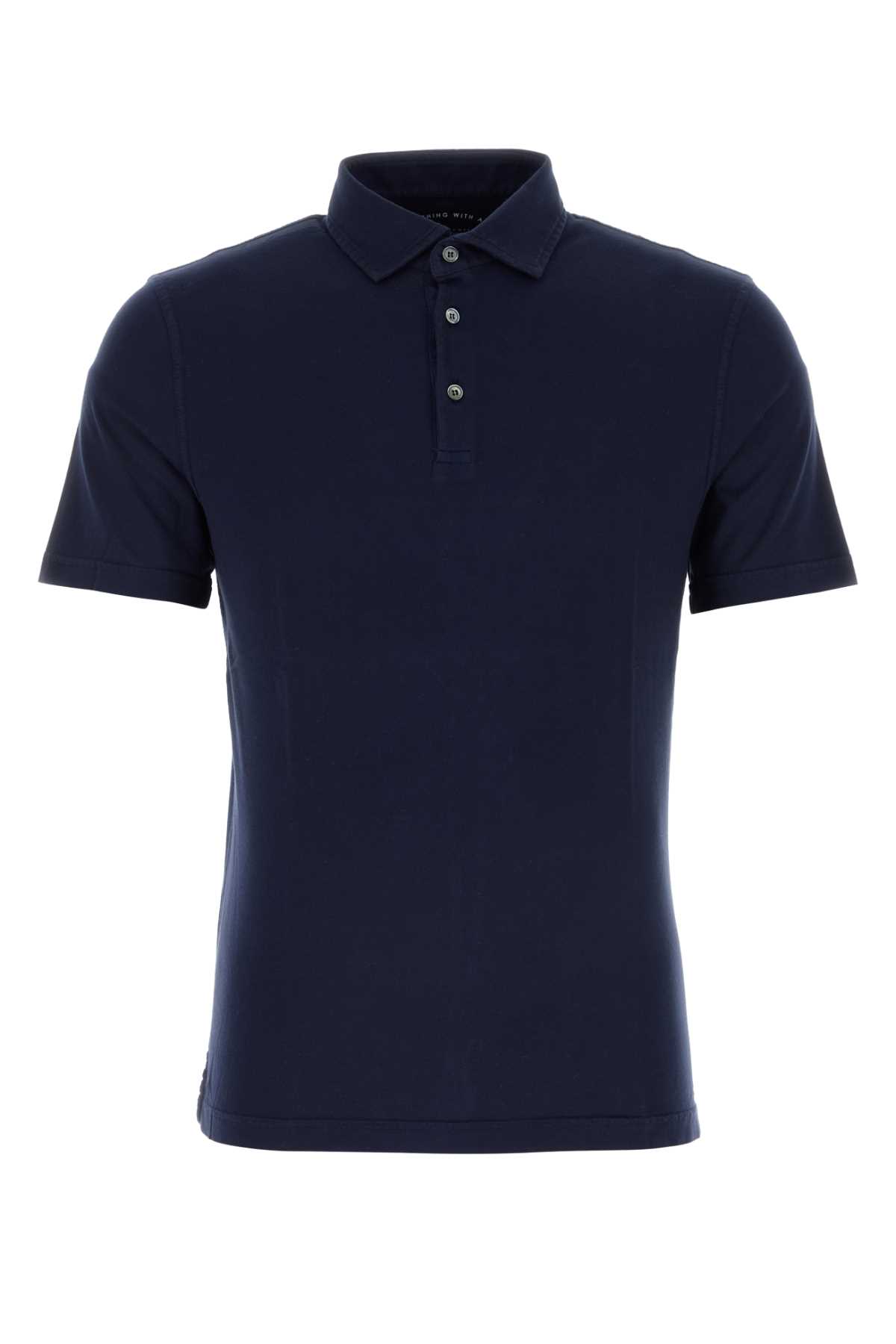 Shop Fedeli Blue Cotton Polo Shirt