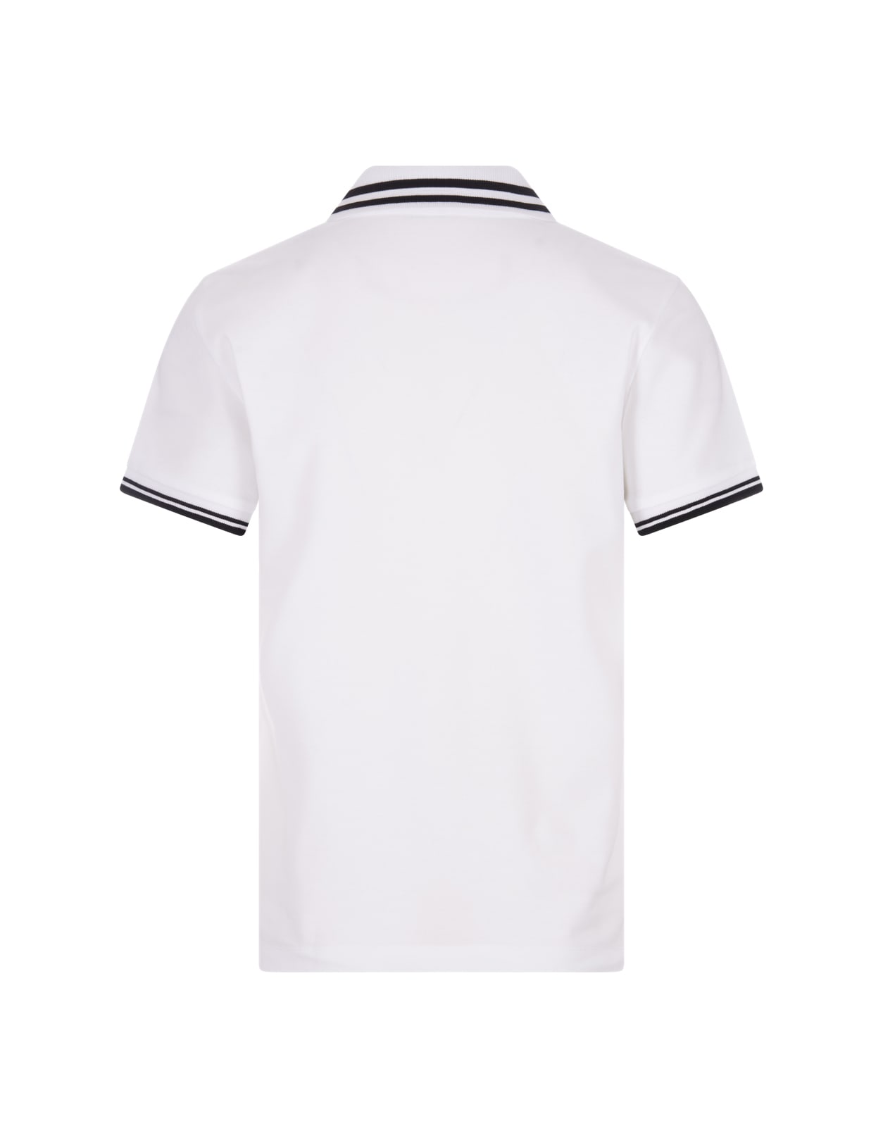 Shop Moncler White Polo Shirt With Stripes And Logo