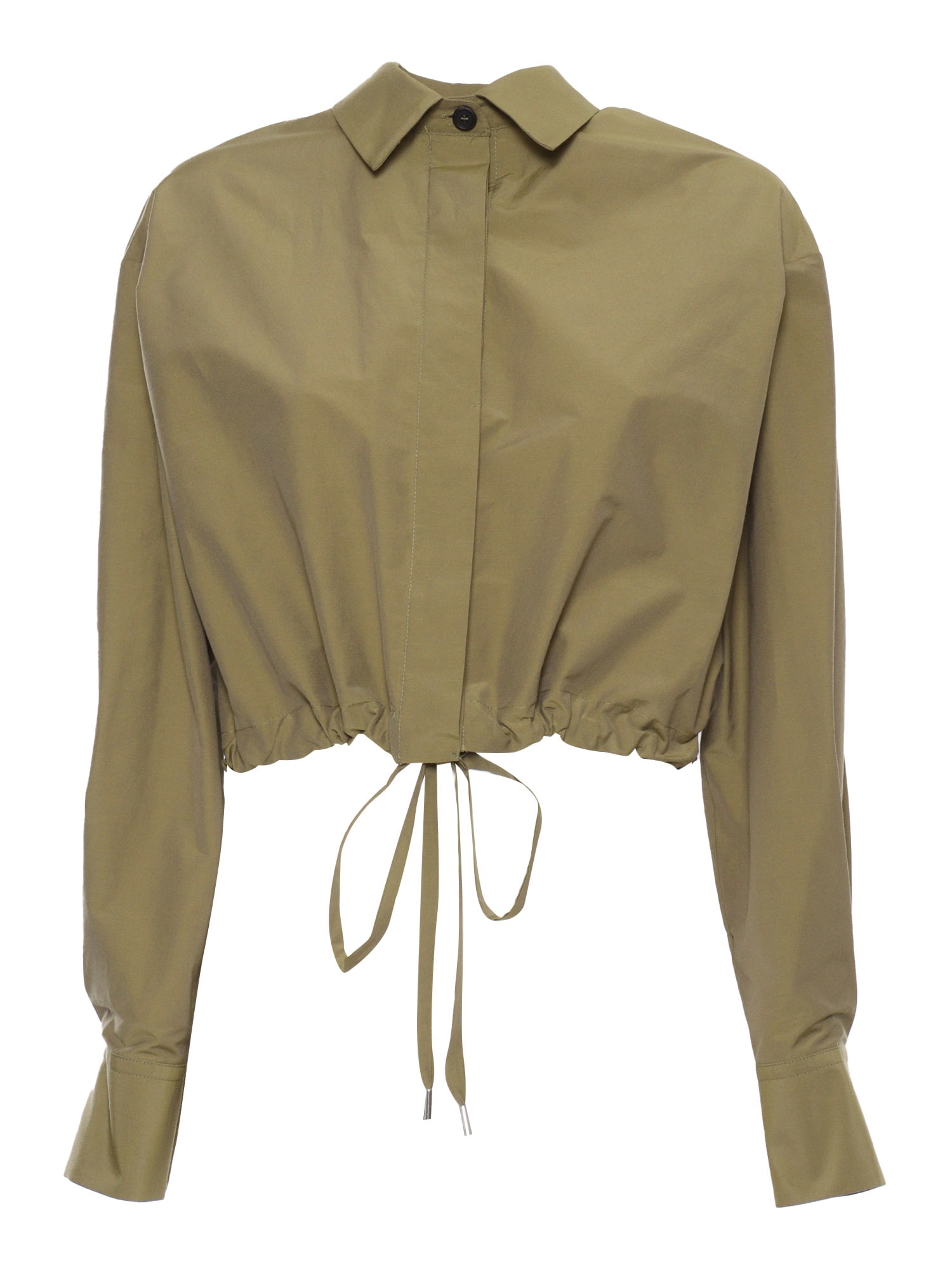 Shop Antonelli Cropped Shirtdress Jacket In Green