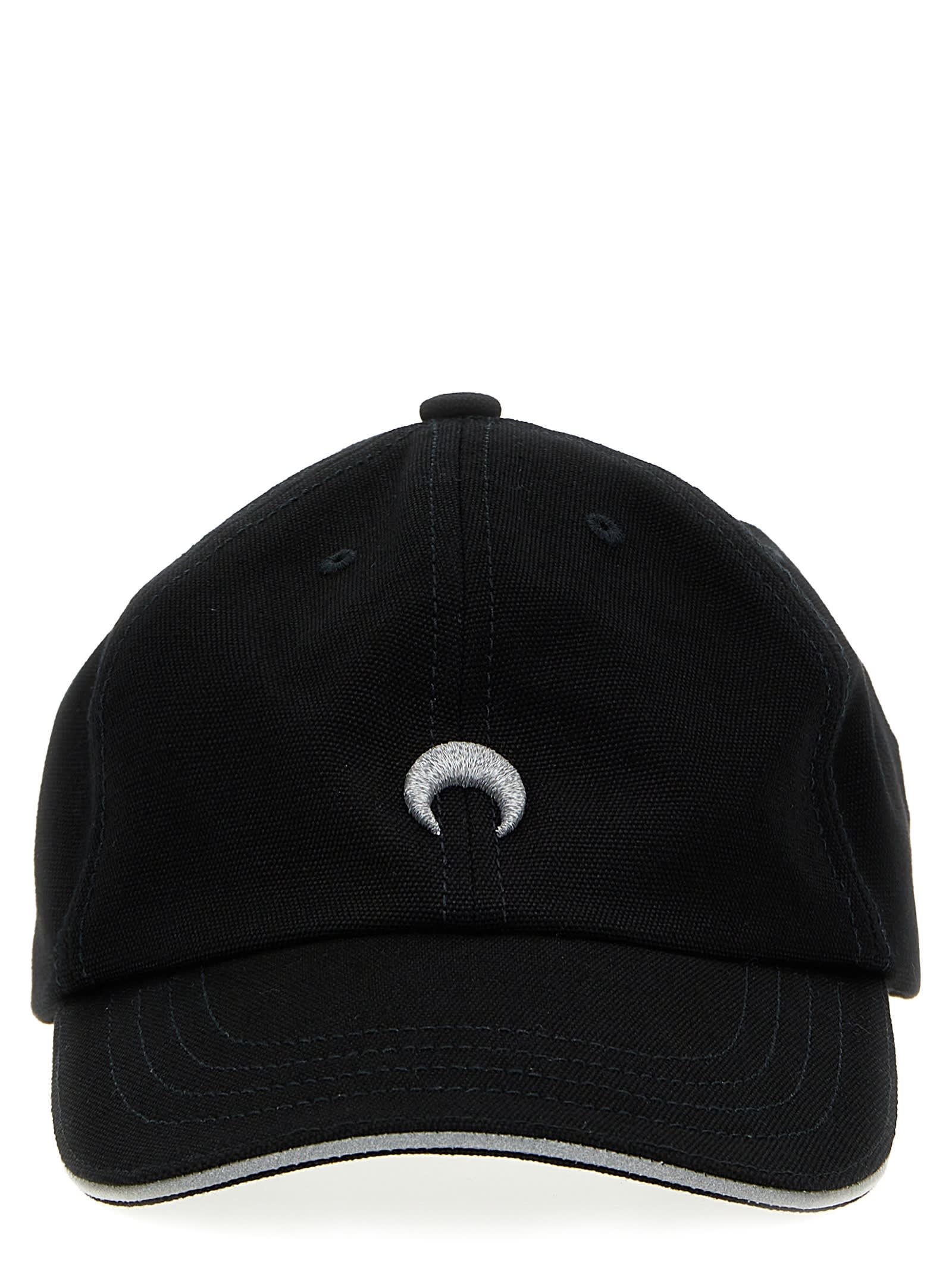 Shop Marine Serre Logo Embroidery Baseball Cap In Black