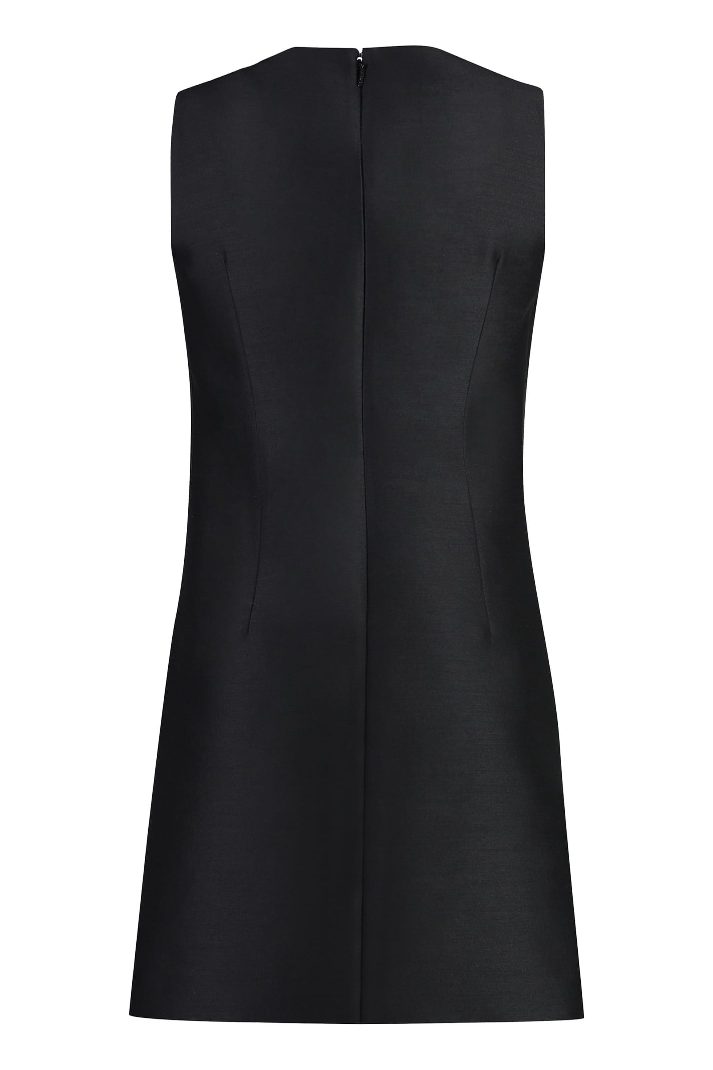 Shop Versace Wool And Silk Mini Dress In Black