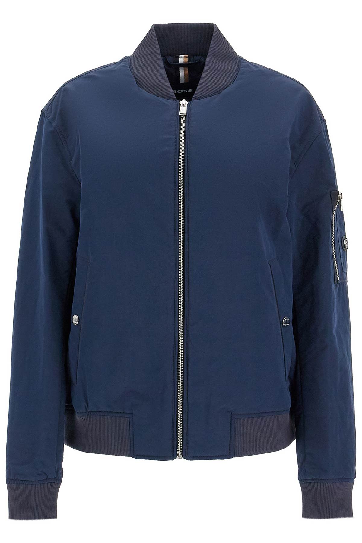 Shop Hugo Boss Waterproof Regular Fit Bomber Jacket In Dark Blue (blue)