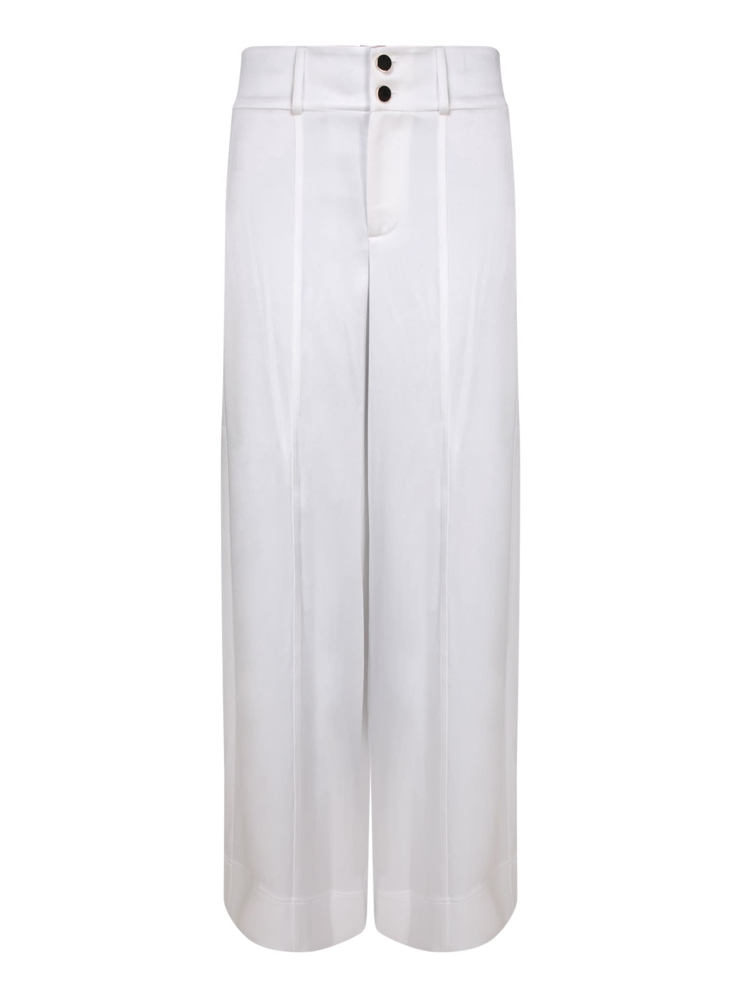Shop Alice And Olivia White Wide Leg Satin Trousers By Alice + Olivia