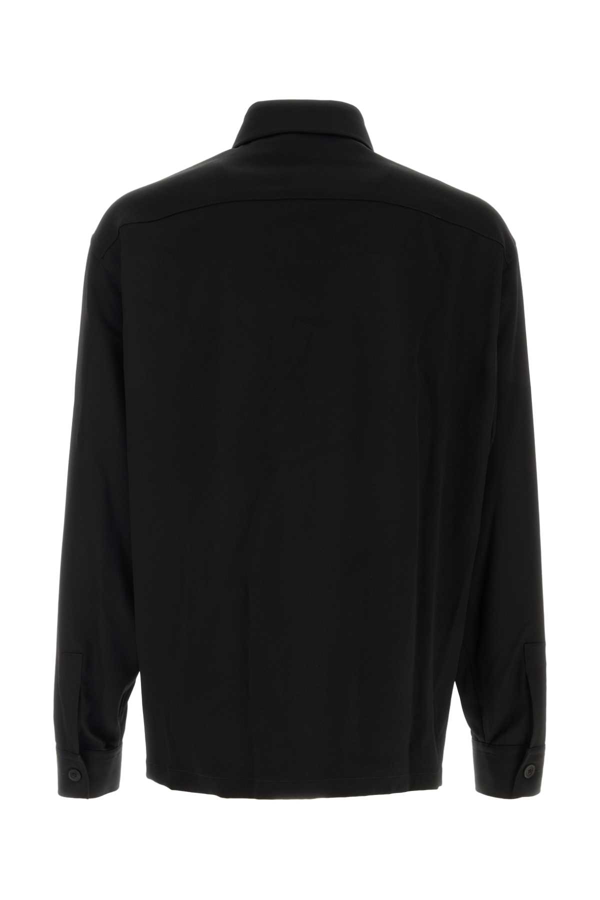 Shop Balmain Black Stretch Wool Shirt In Noir0pa