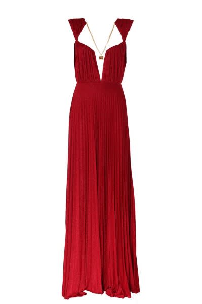 Elisabetta Franchi Red Carpet Dress In Lurex Jersey With Pendant Charm