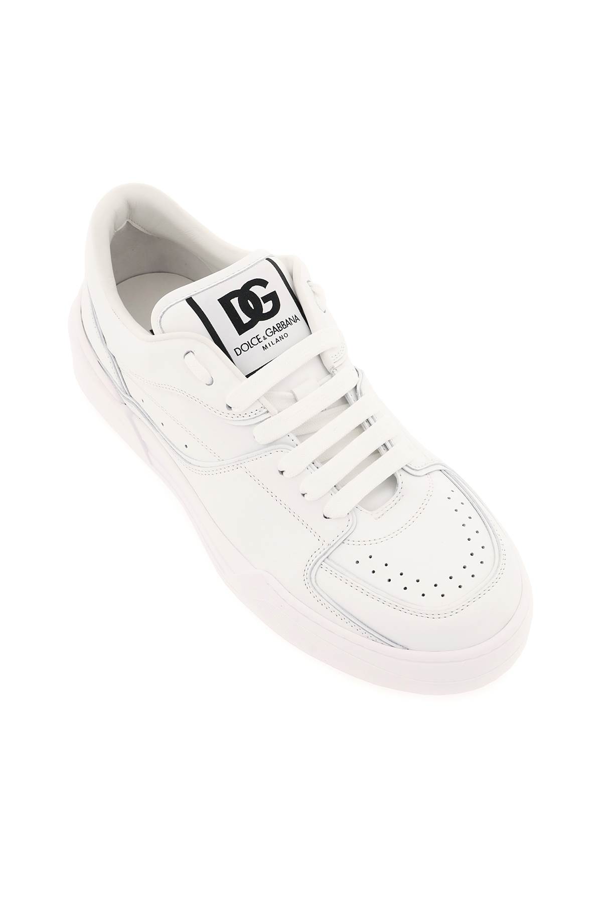 Shop Dolce & Gabbana New Roma Leather Sneakers In Bianco