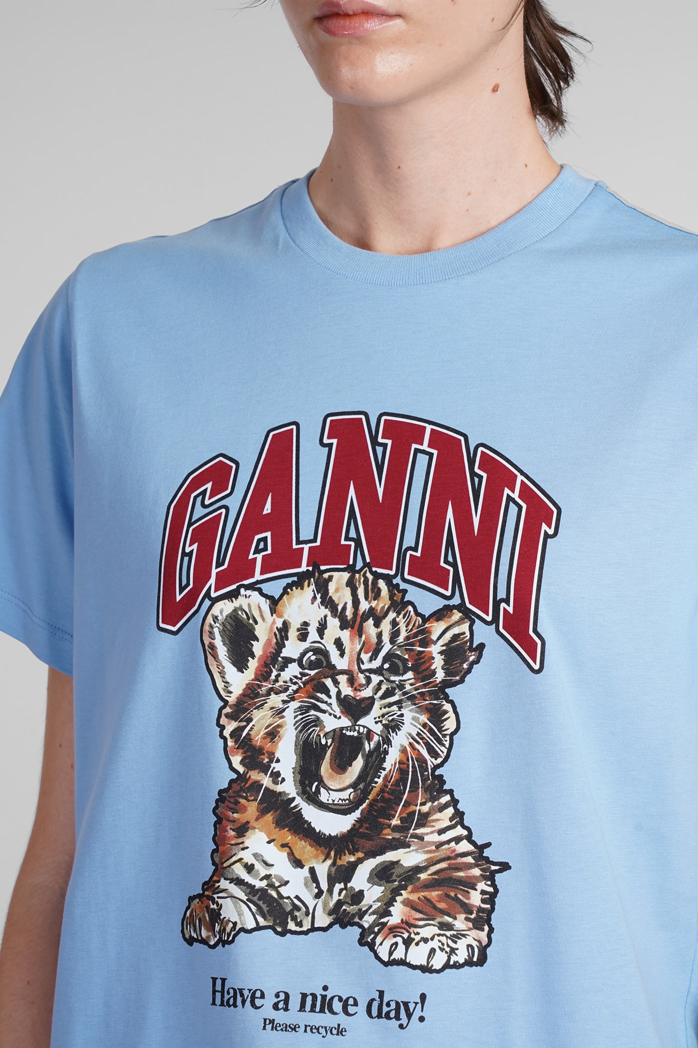 Ganni Basic Jersey Tiger Relaxed T-shirt In Multi