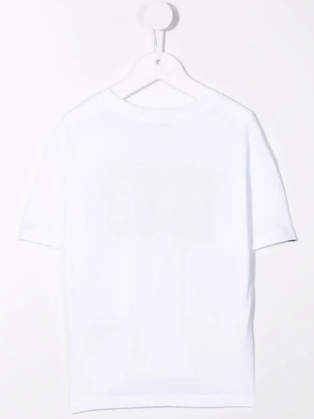 Shop Msgm Kids White And Black Box Logo T-shirt In Bianco