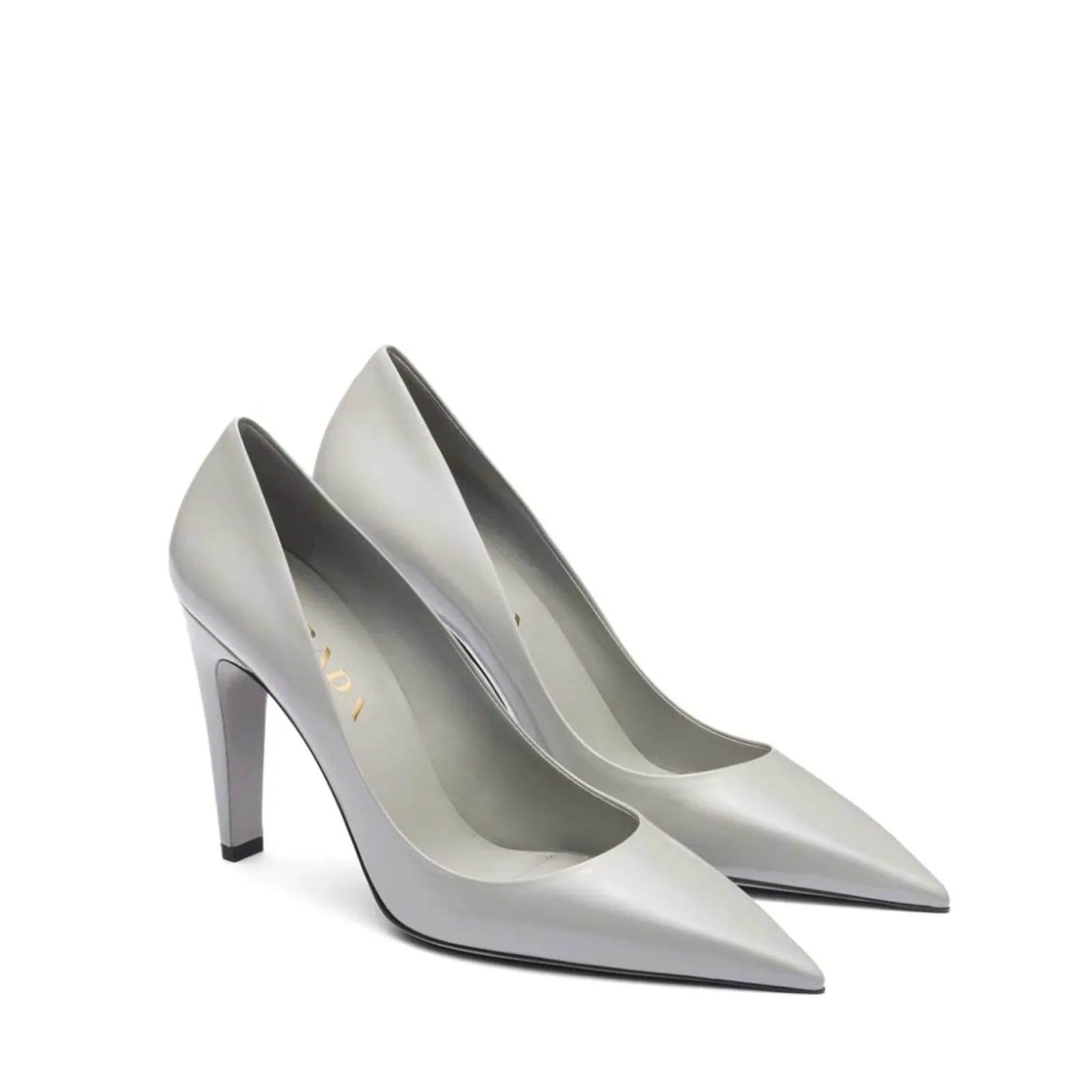 Shop Prada Brushed Leather Pumps In Gray