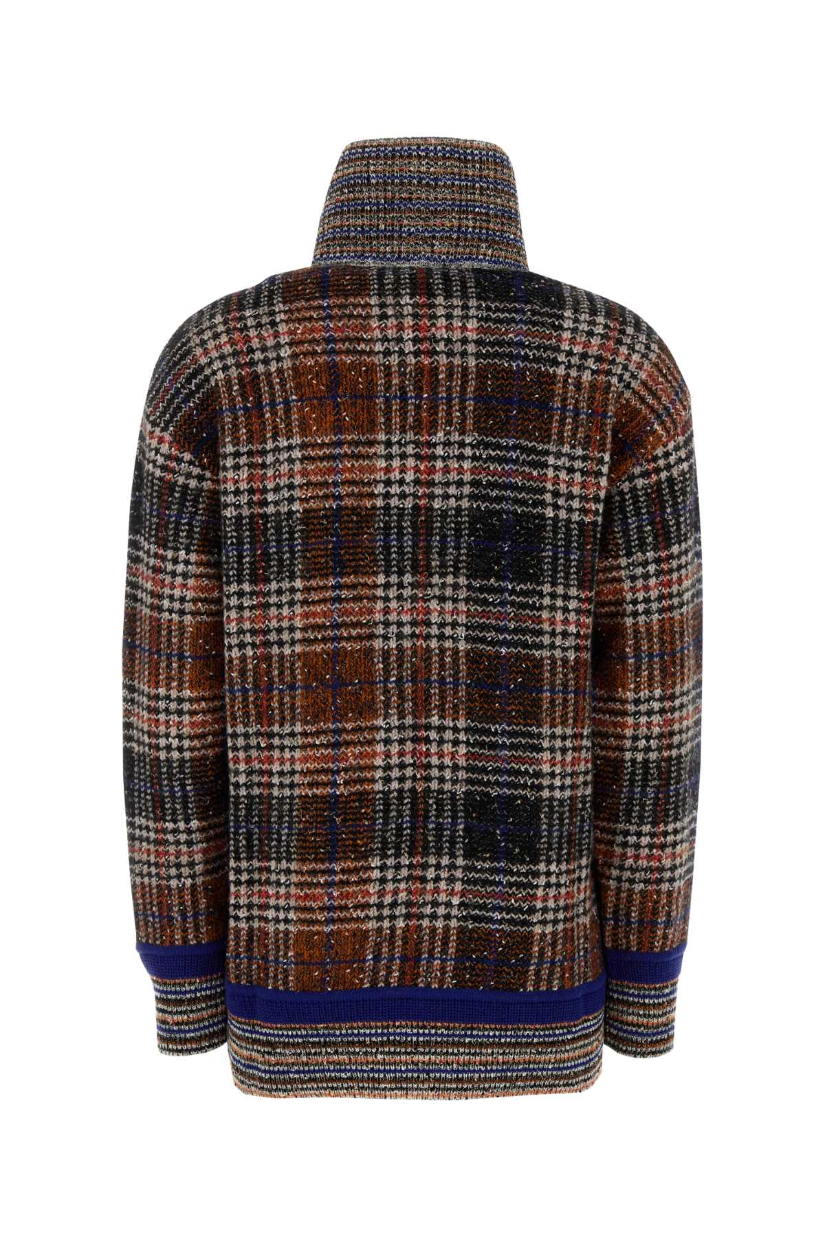 Missoni High-neck Sweater With Check Pattern In Brown