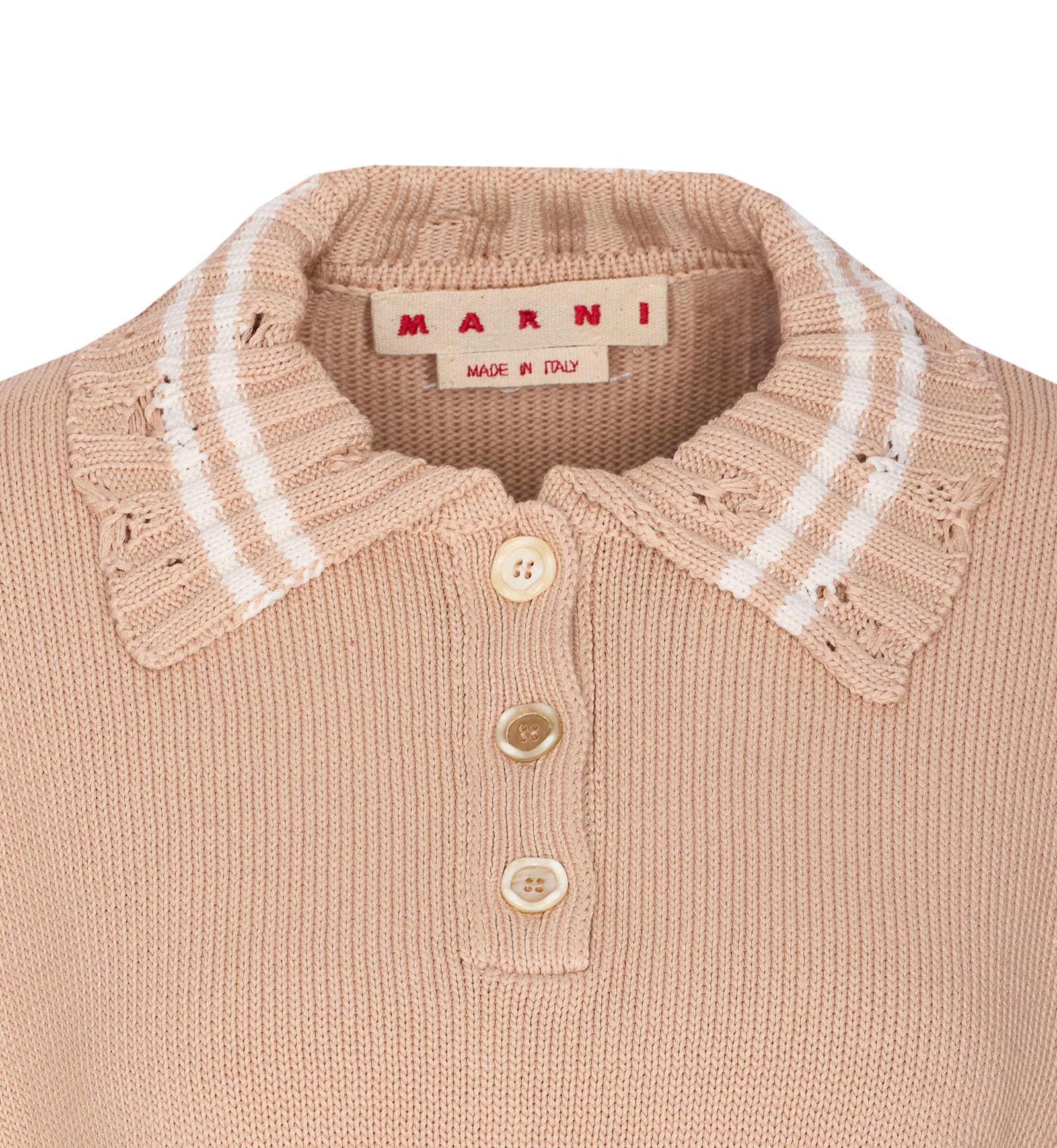 Marni Knitwear Polo With Distressed Button Detailing In Brown